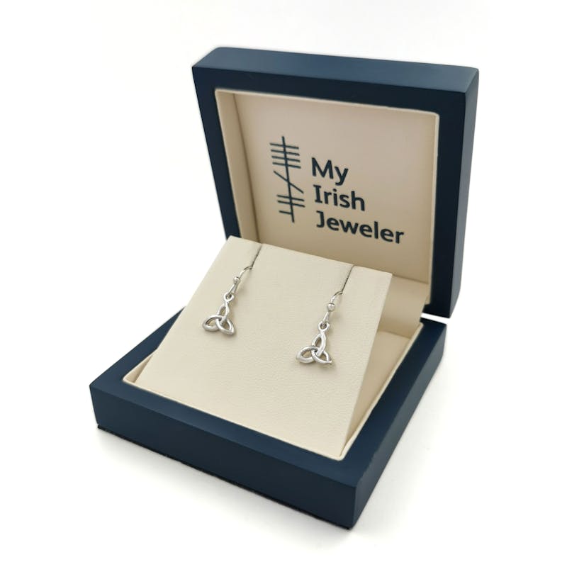 Attractive Sterling Silver Trinity Knot Earrings For Women. In Luxury Packaging.