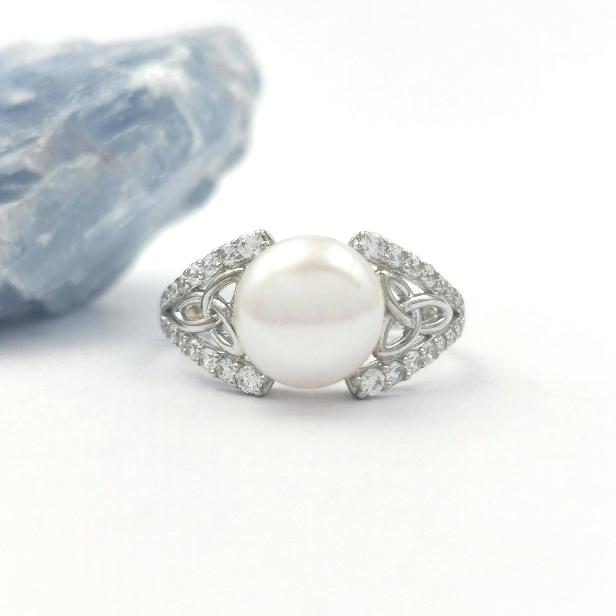 Sterling Silver Trinity Knot Pearl Ring, From… | My Irish Jeweler