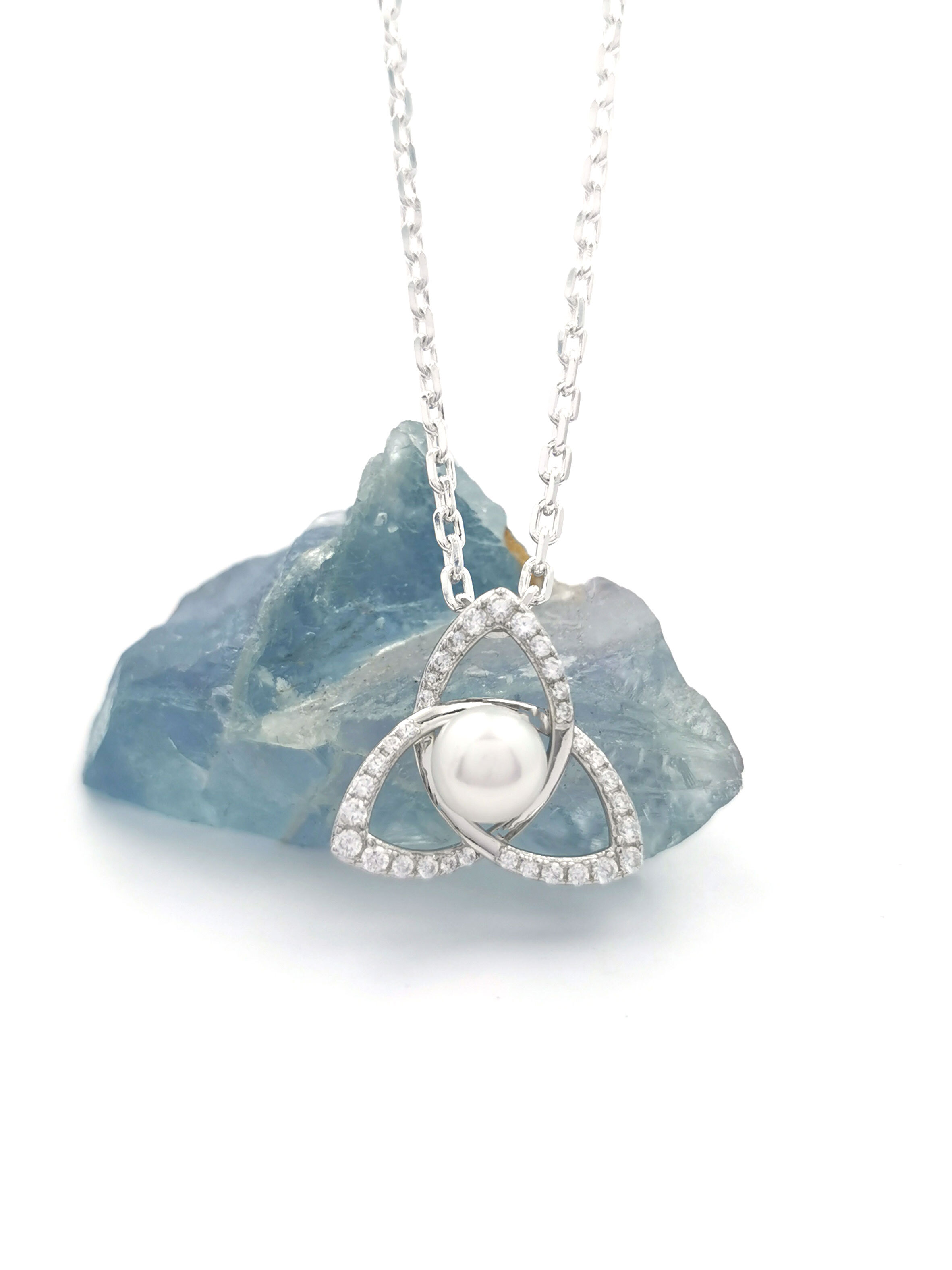 Real Sterling Silver Trinity Knot Necklace For Women