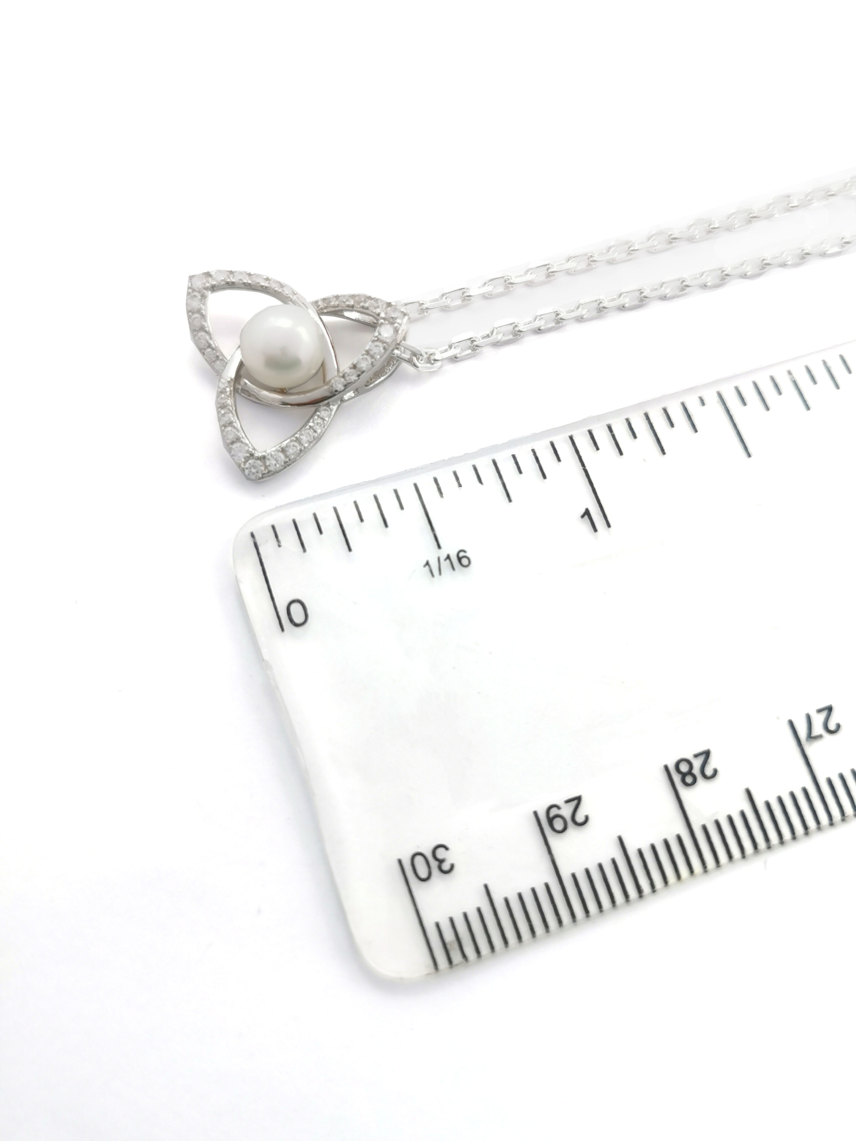 Gorgeous Sterling Silver Trinity Knot Necklace For Women. Picture For Scale.