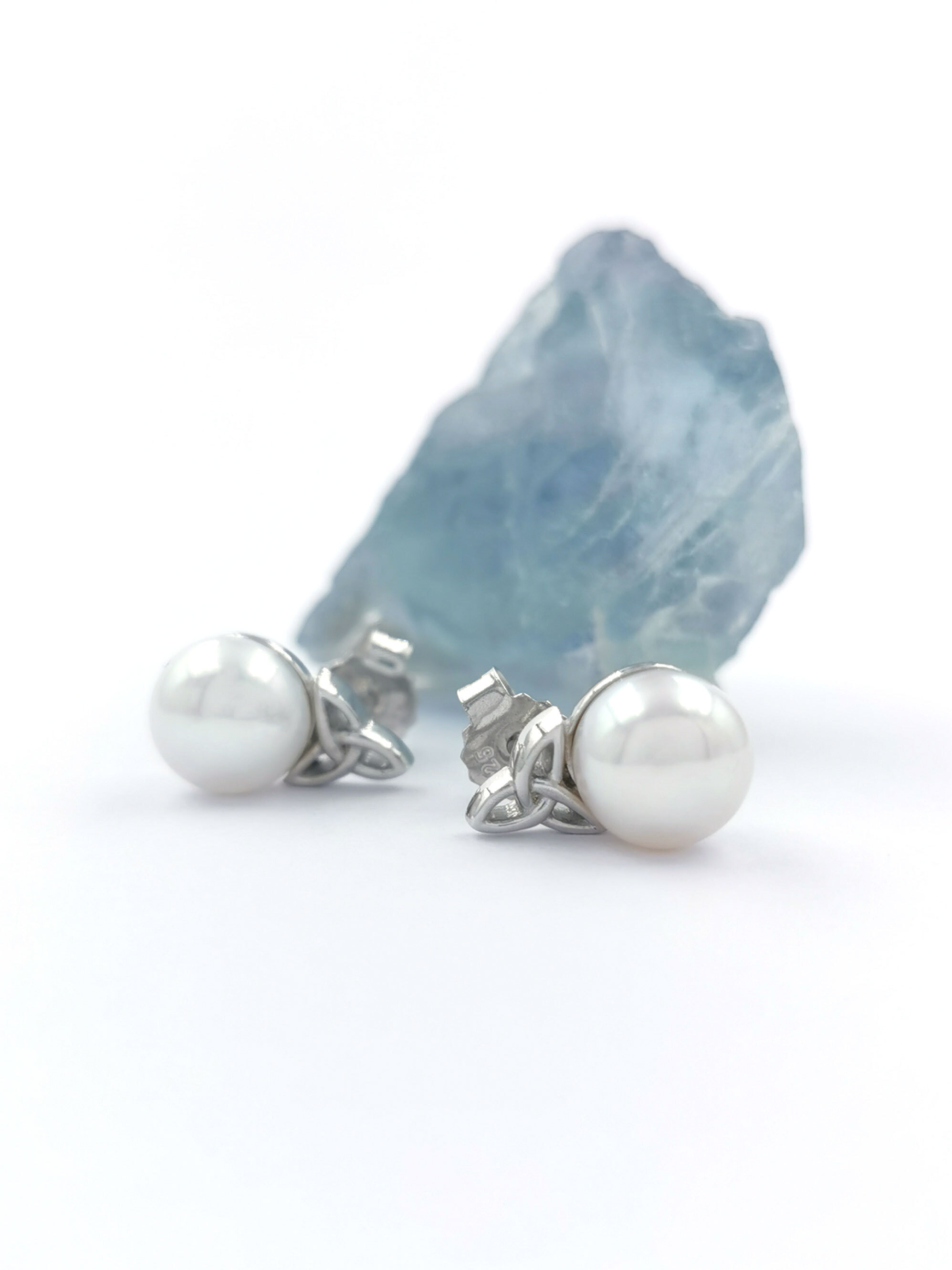 Womens Sterling Silver Trinity Knot Earrings