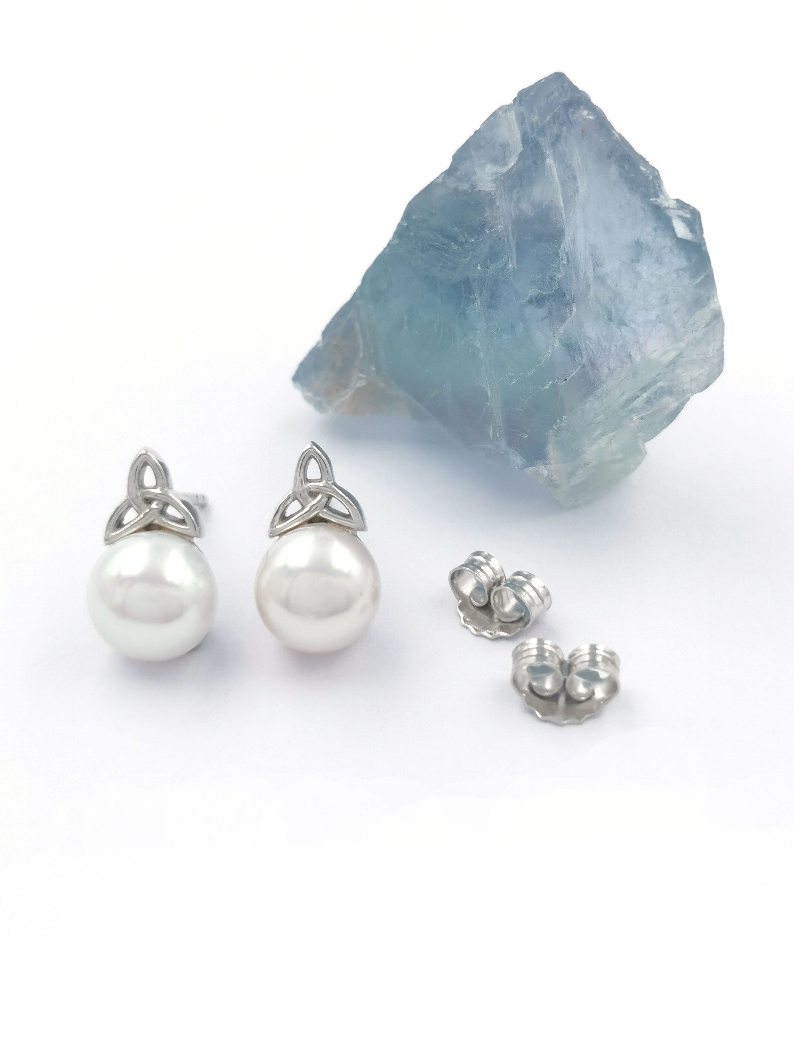 Womens Sterling Silver Trinity Knot Earrings