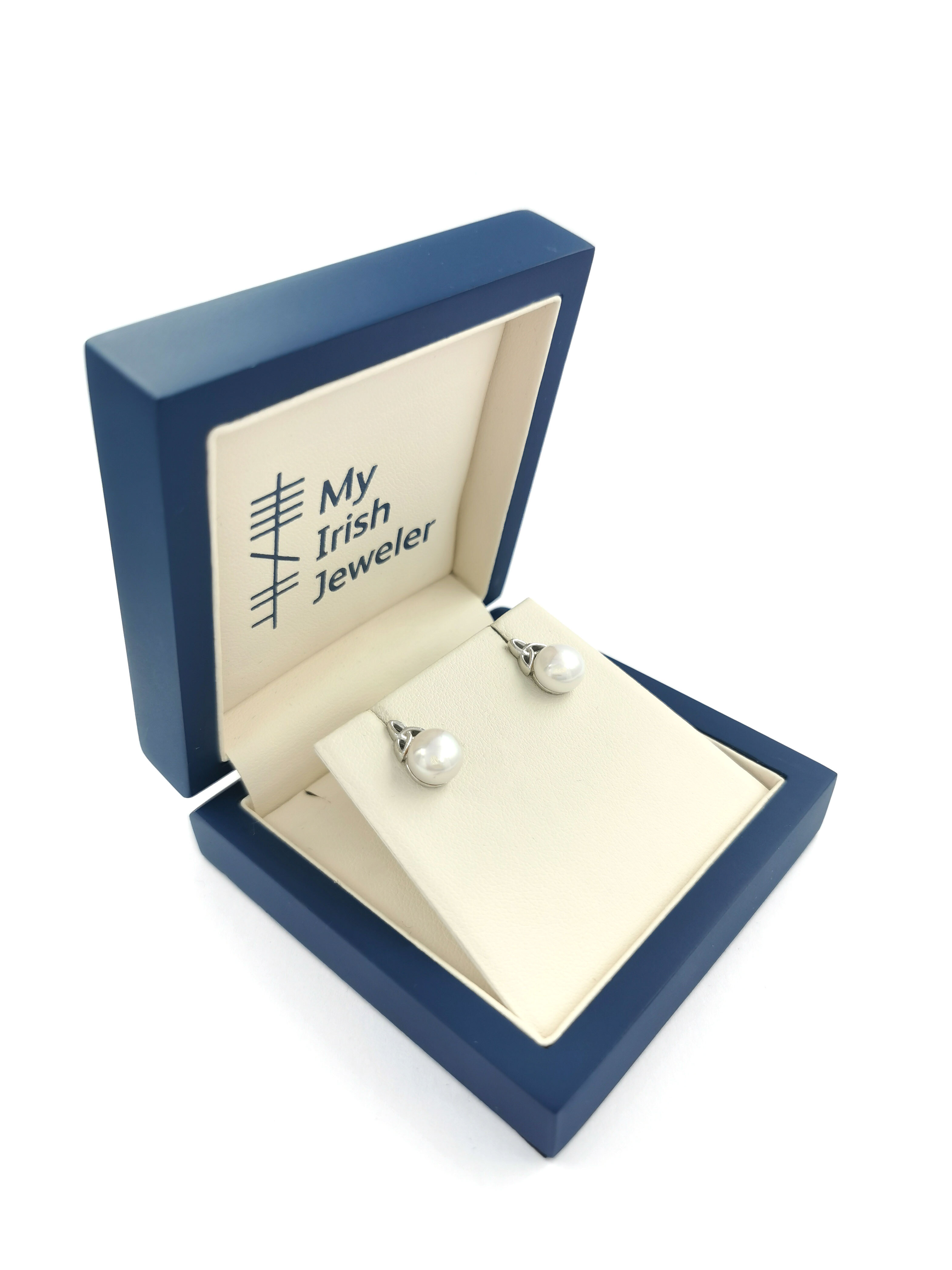 Womens Trinity Knot Earrings in Sterling Silver. In Luxury Packaging.