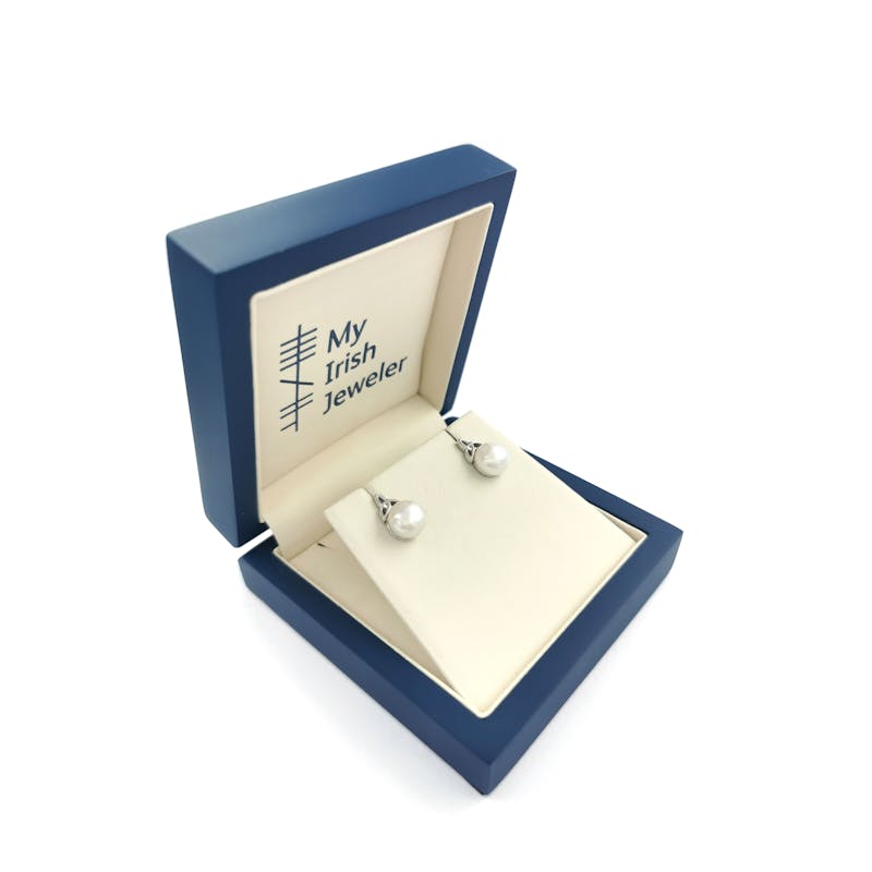 Womens Trinity Knot Earrings in Sterling Silver. In Luxury Packaging.