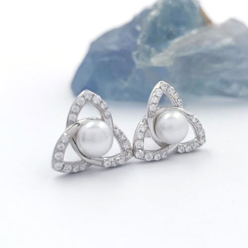 Pearl Celtic Earrings