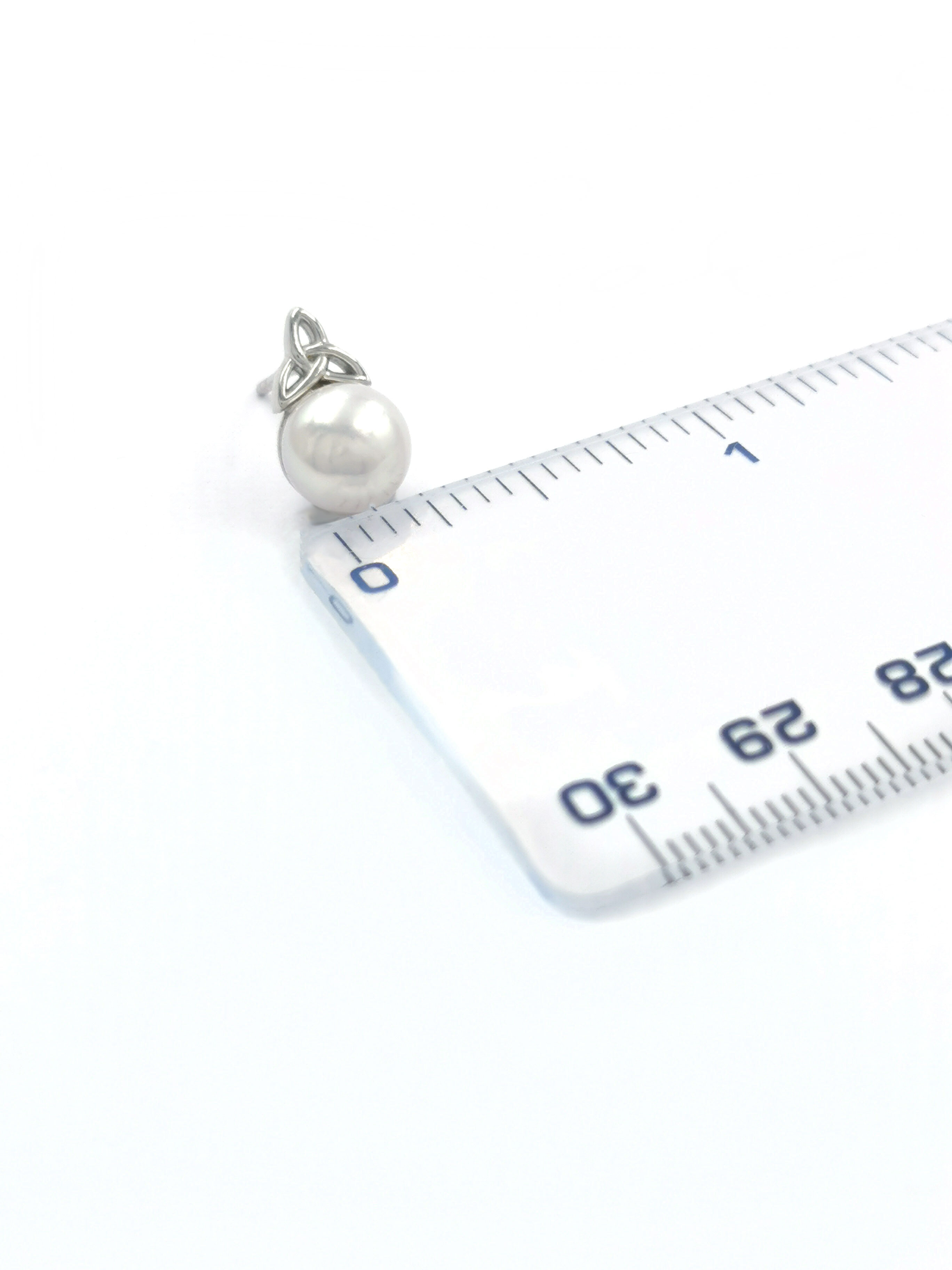Womens Irish Sterling Silver Trinity Knot Earrings. Picture For Scale.