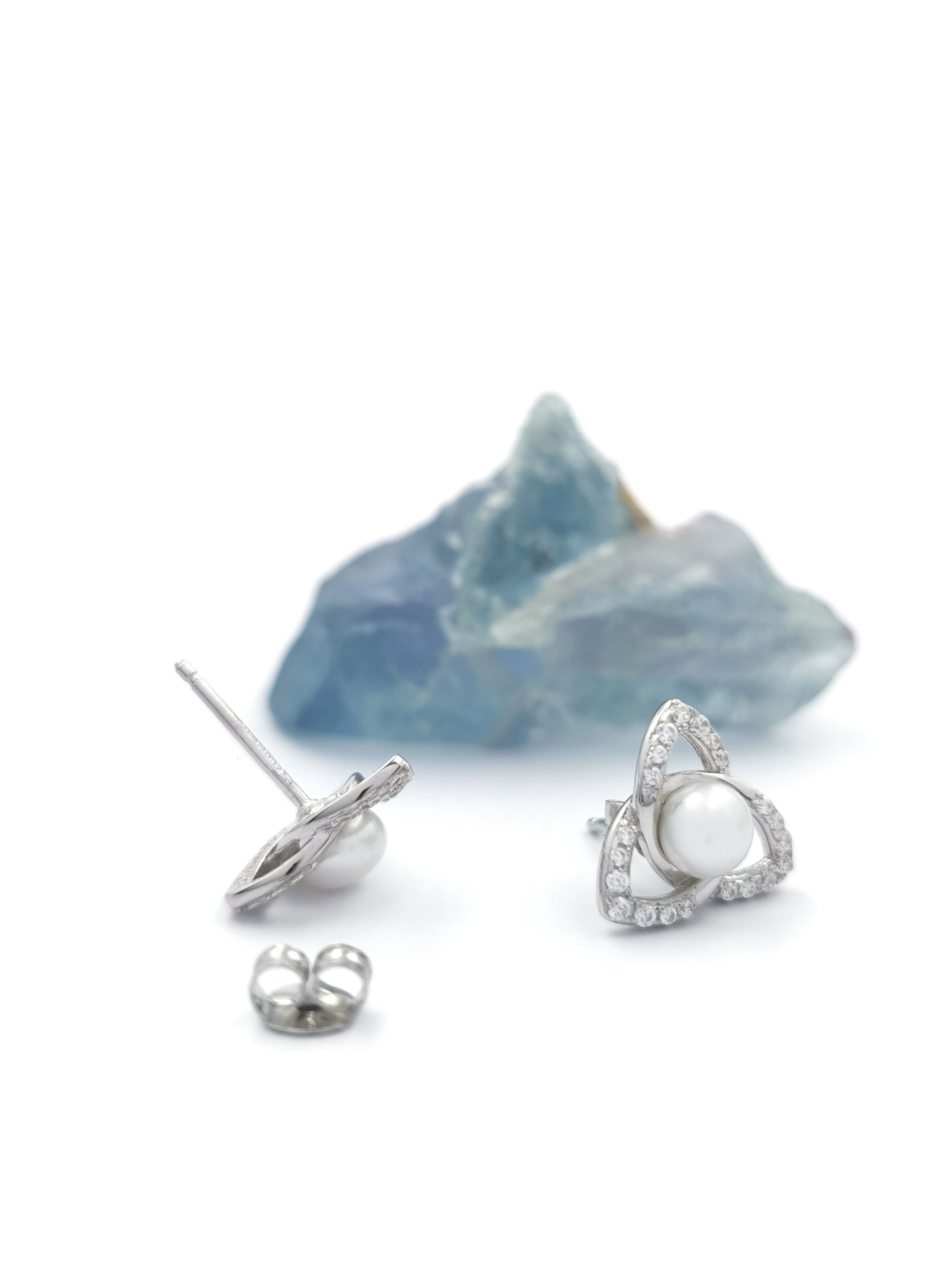 Real Sterling Silver Trinity Knot Earrings For Women. Picture Of The Back.