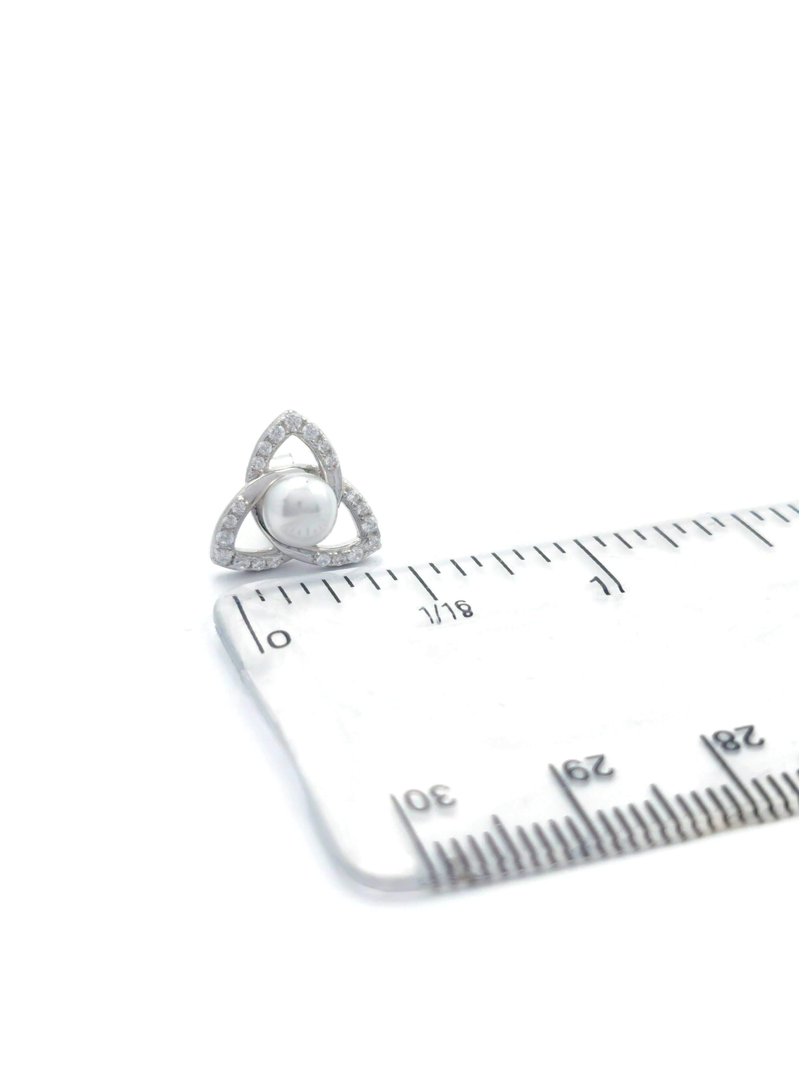 Womens Genuine Sterling Silver Trinity Knot Earrings. Picture For Scale.