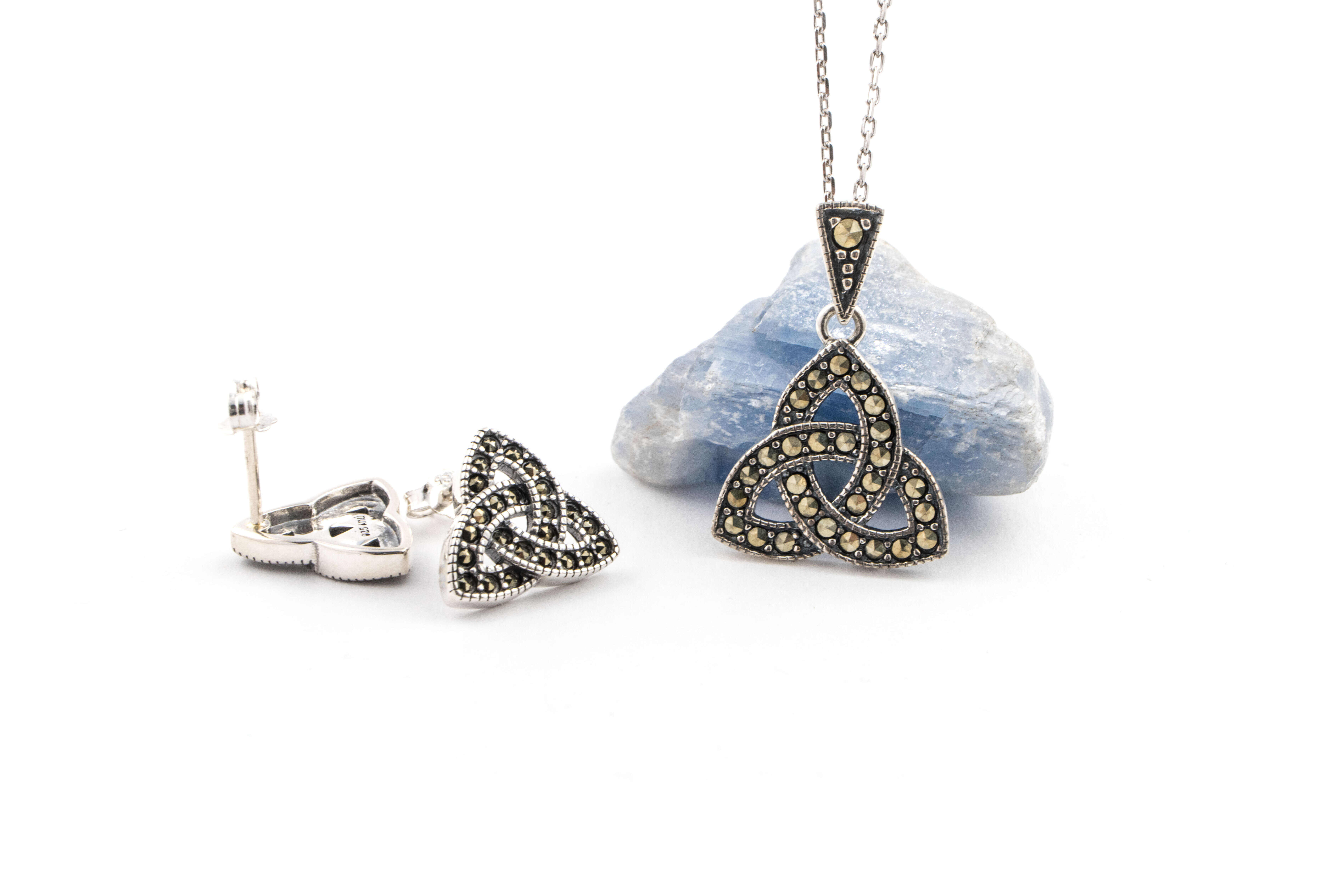 Irish Sterling Silver Trinity Knot & Celtic Knot Necklace For Women