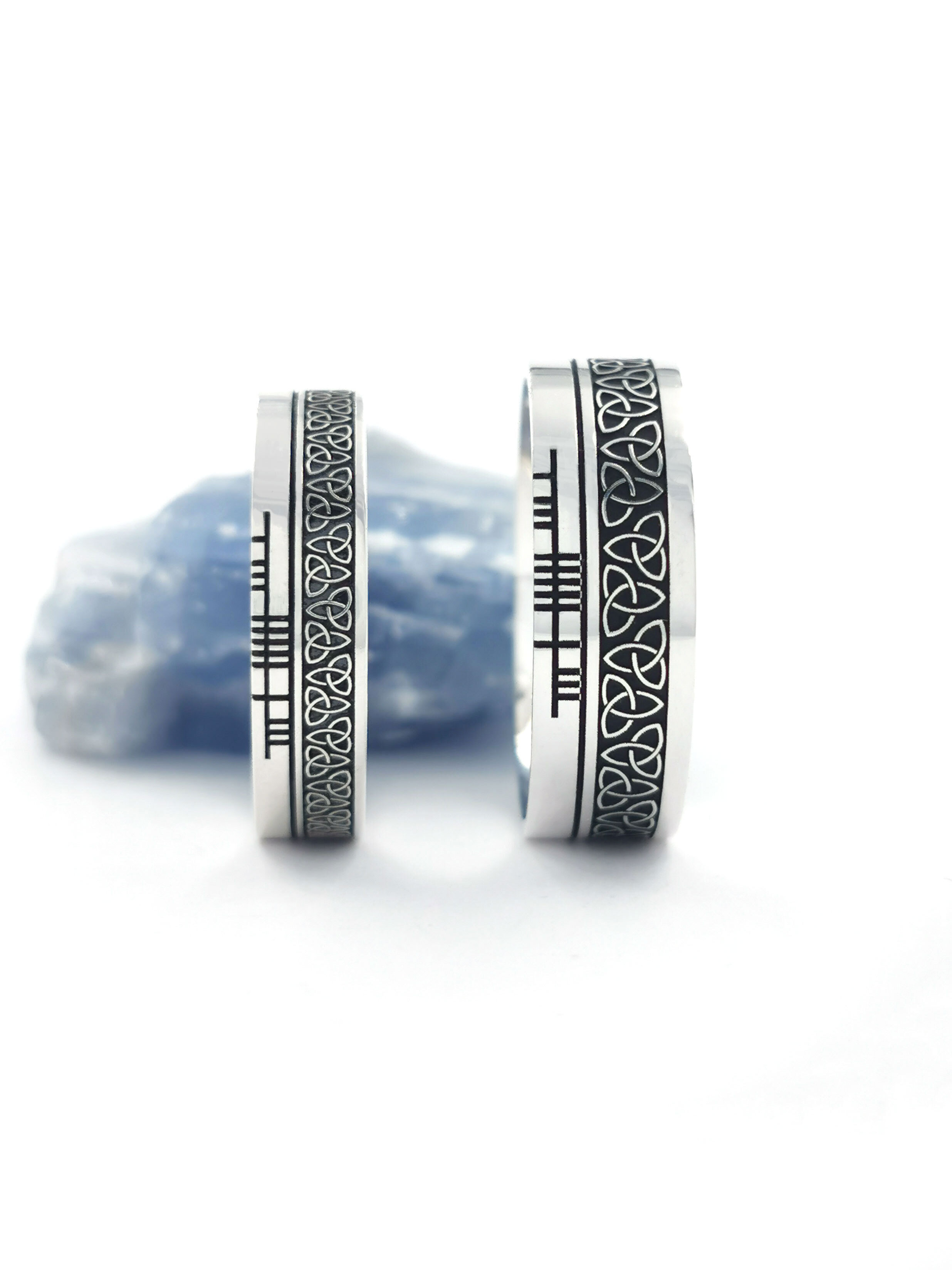 Authentic Sterling Silver Ogham & Trinity Knot Ring With a Oxidized Finish