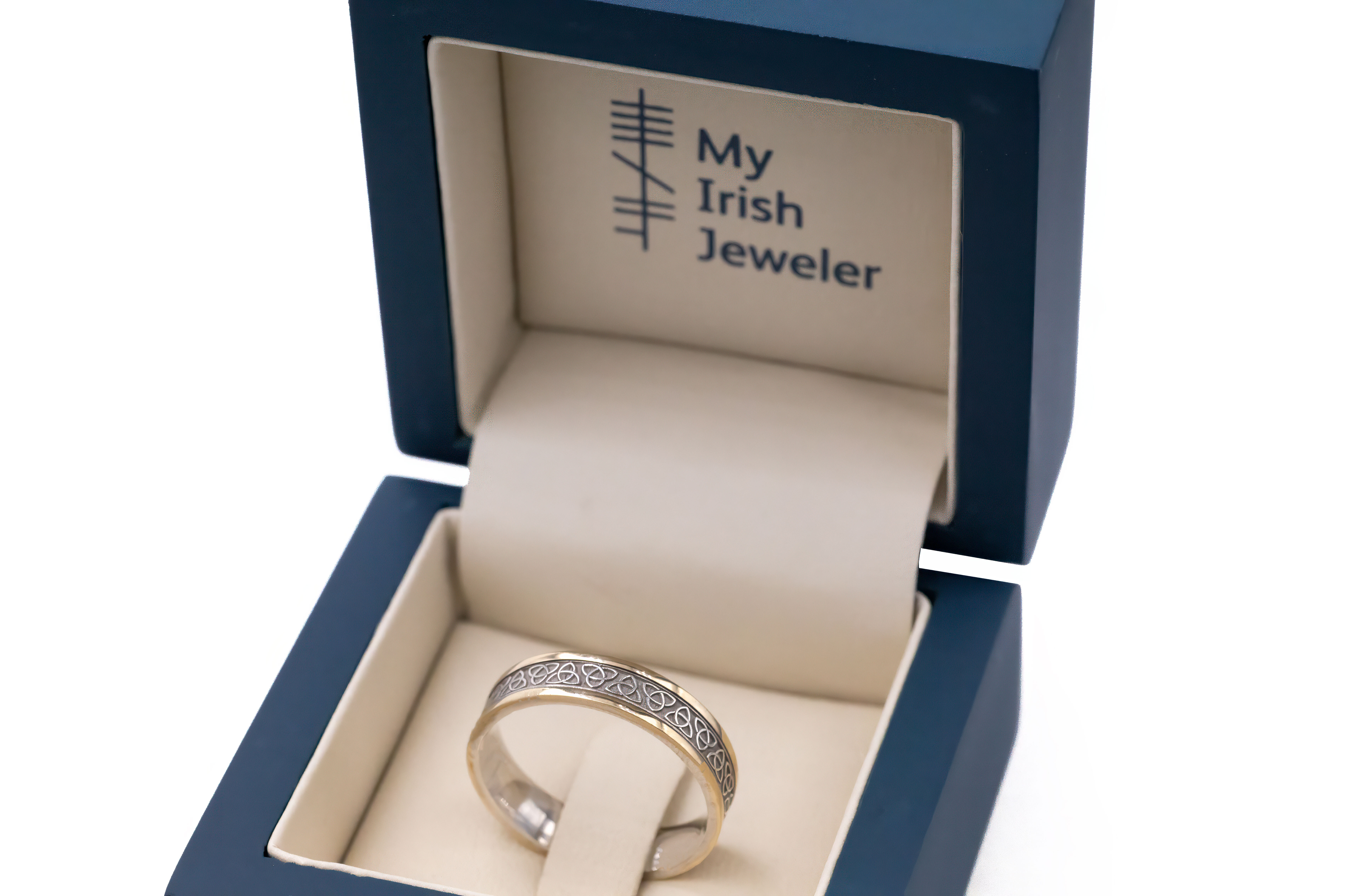 Womens Trinity Knot Wedding Ring in Real Sterling Silver & 10K Yellow Gold. In Luxury Packaging.