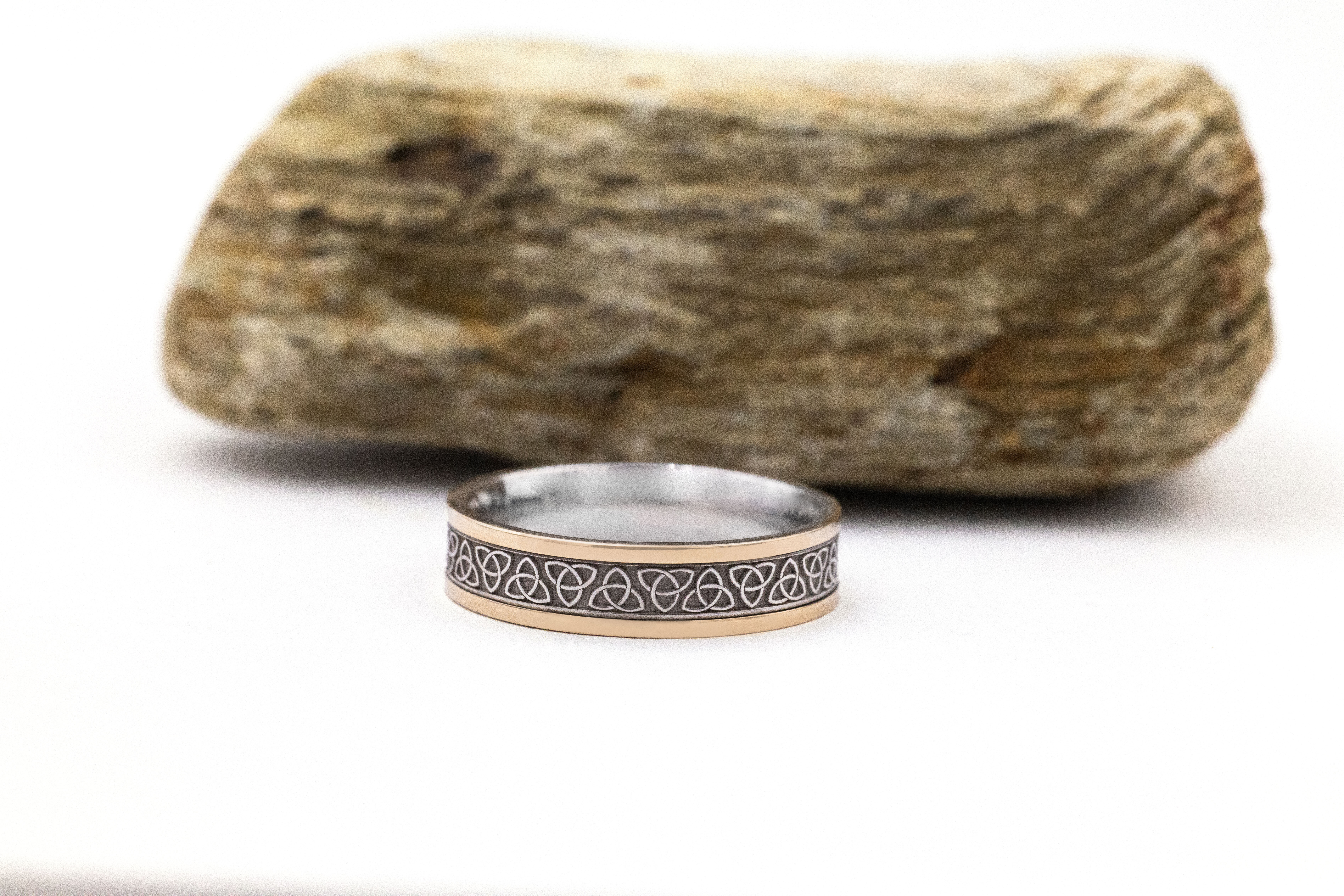 Womens Trinity Knot 6.5mm Ring in Sterling Silver & 10K Yellow Gold