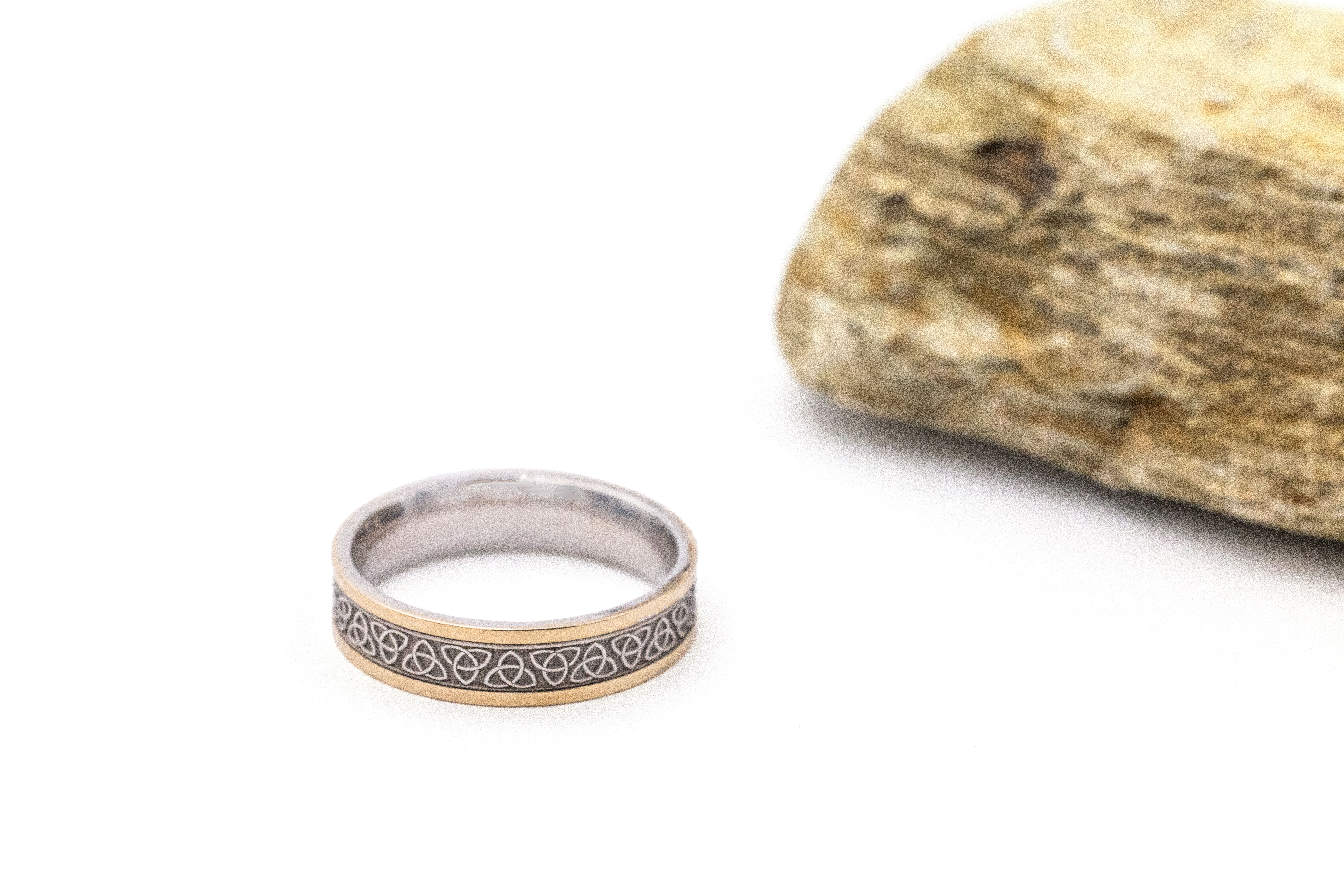 Womens Trinity Knot Wedding Ring in Real Sterling Silver & 10K Yellow Gold