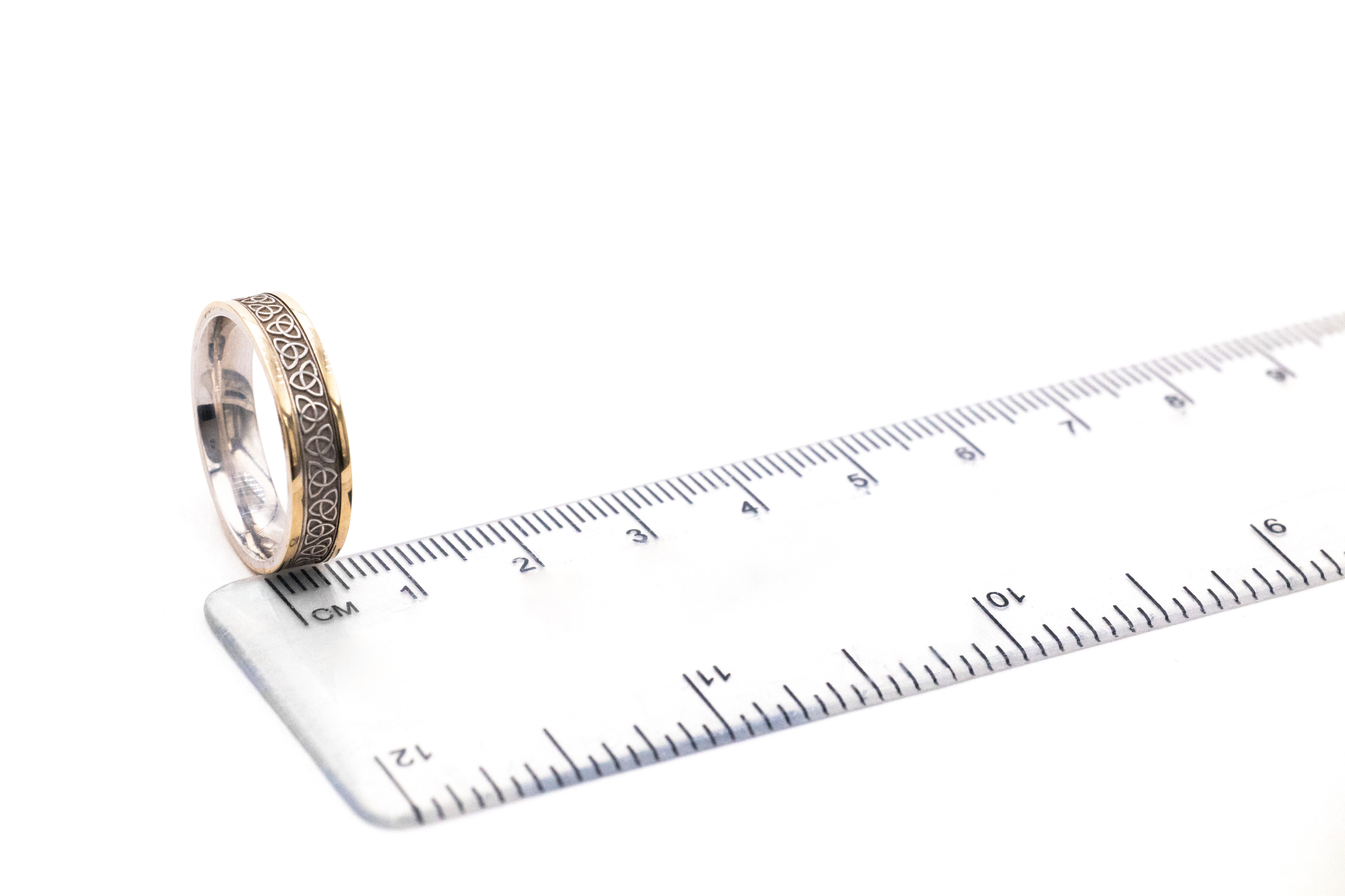 Womens Trinity Knot 5.0mm Ring in Real Sterling Silver & 10K Yellow Gold. Picture For Scale.