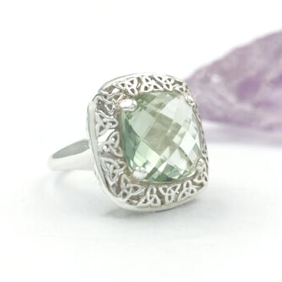Sterling Silver Large Stone Set Trinity Knot Ring