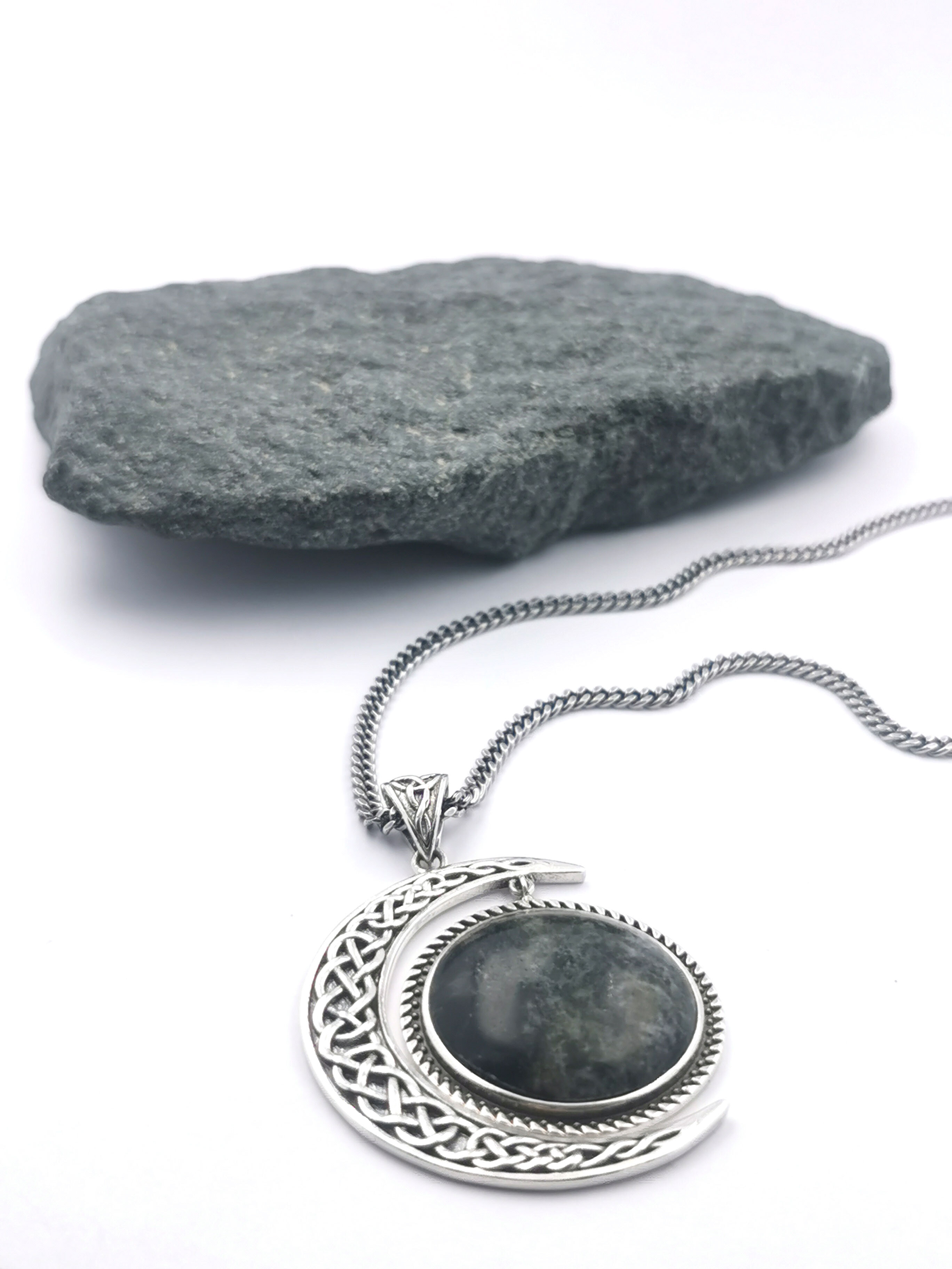 Gorgeous Sterling Silver Celtic Knot Necklace For Women. Pictured Flat.