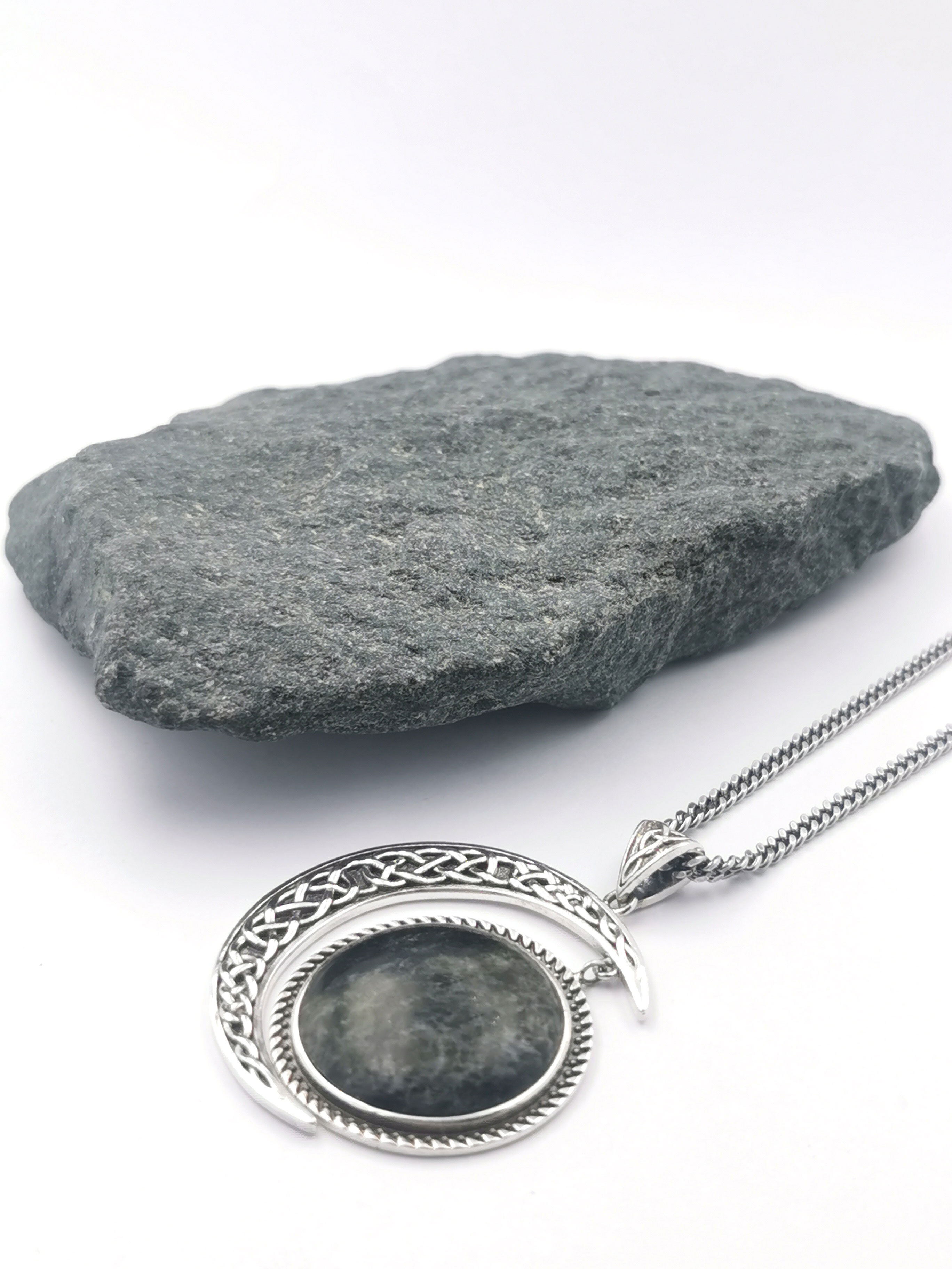 Genuine Connemara Marble MOP Sterling Silver Irish Marble Ornate selling REVERSIBLE Fob Style Necklace Pendant 925 Ireland Celtic Jewelry Gift