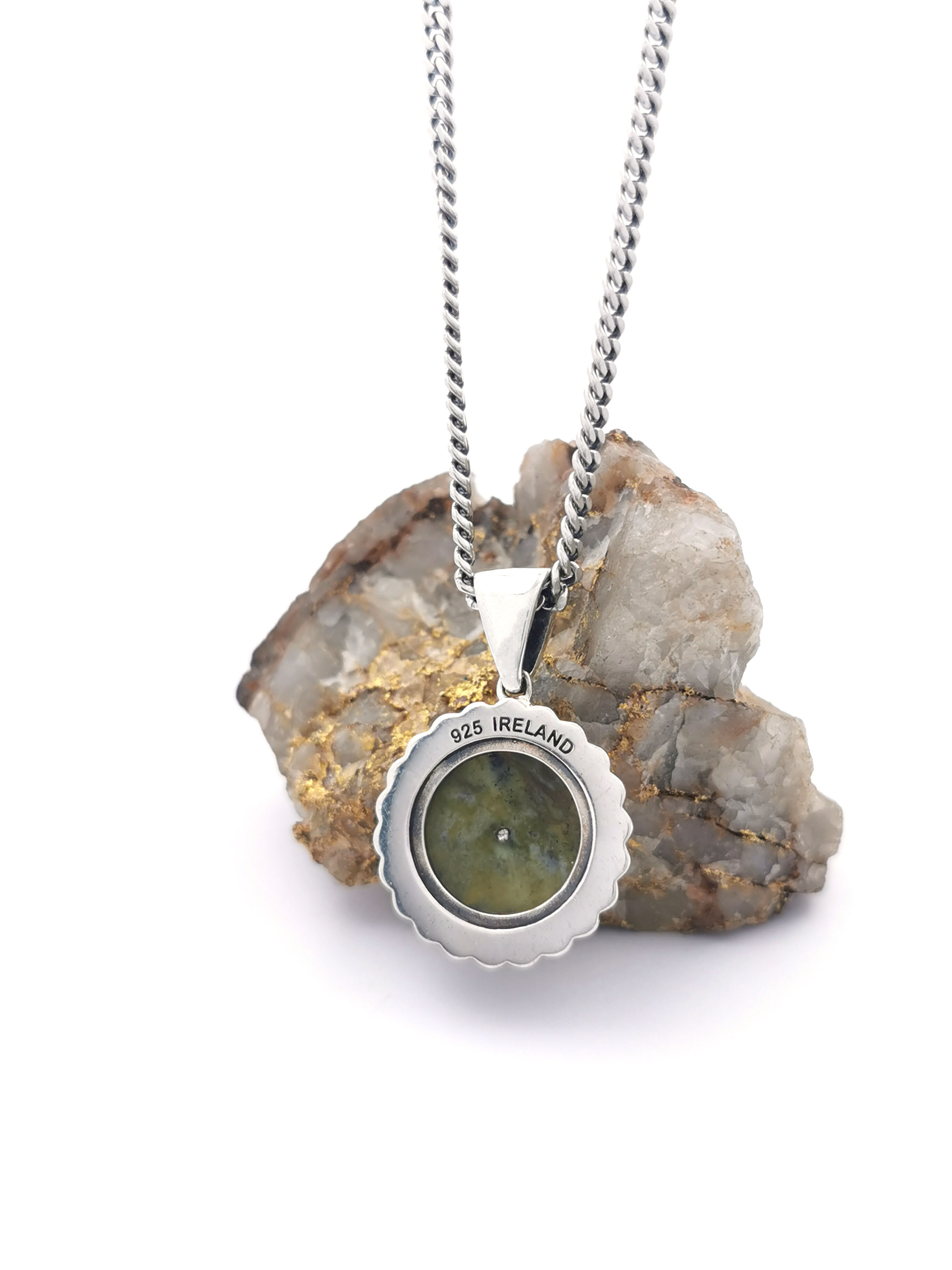 Genuine Sterling Silver Shamrock Necklace For Women. Picture Of The Back.