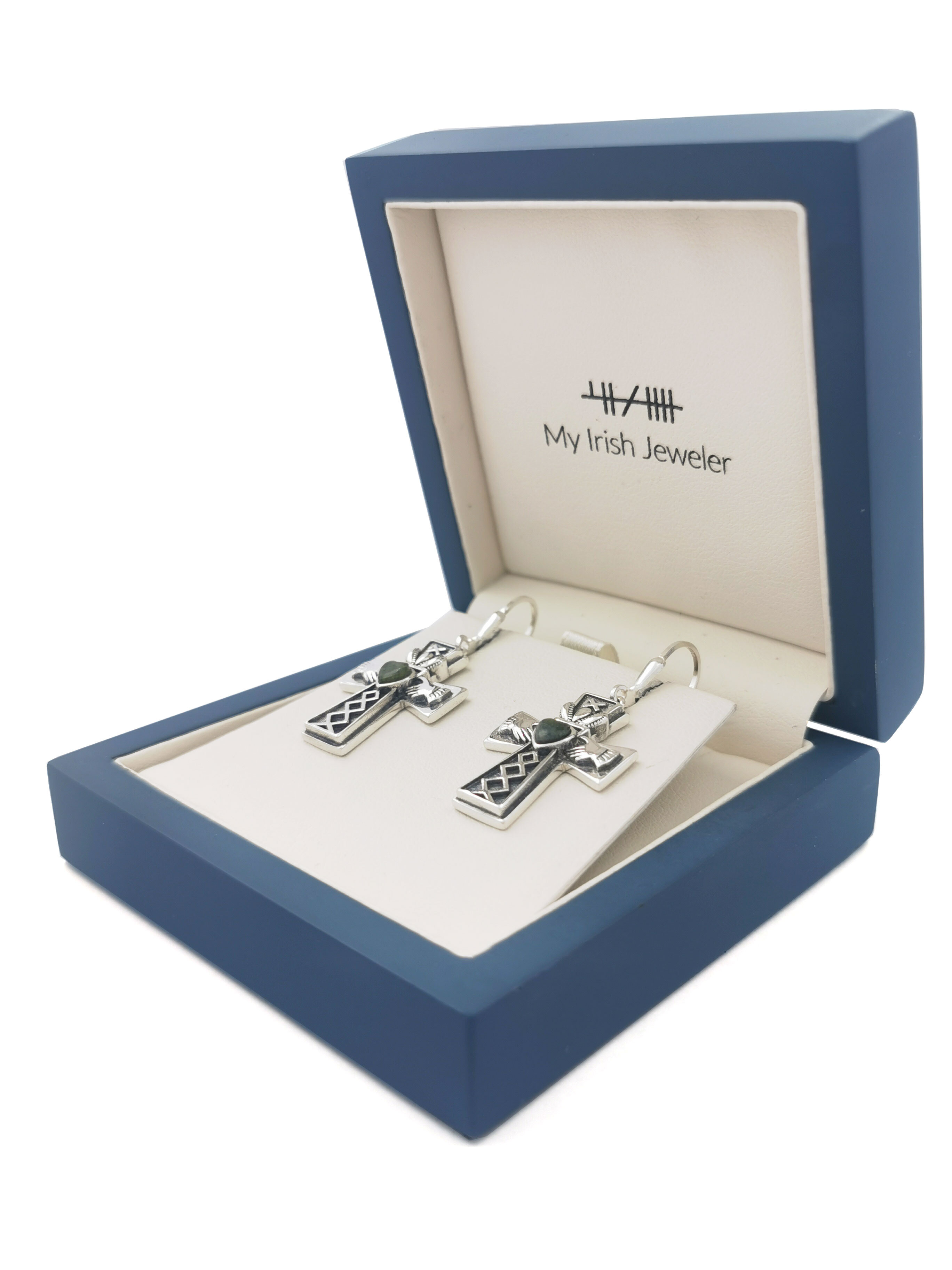 Real Sterling Silver Claddagh & Celtic Cross Earrings For Women. In Luxury Packaging.