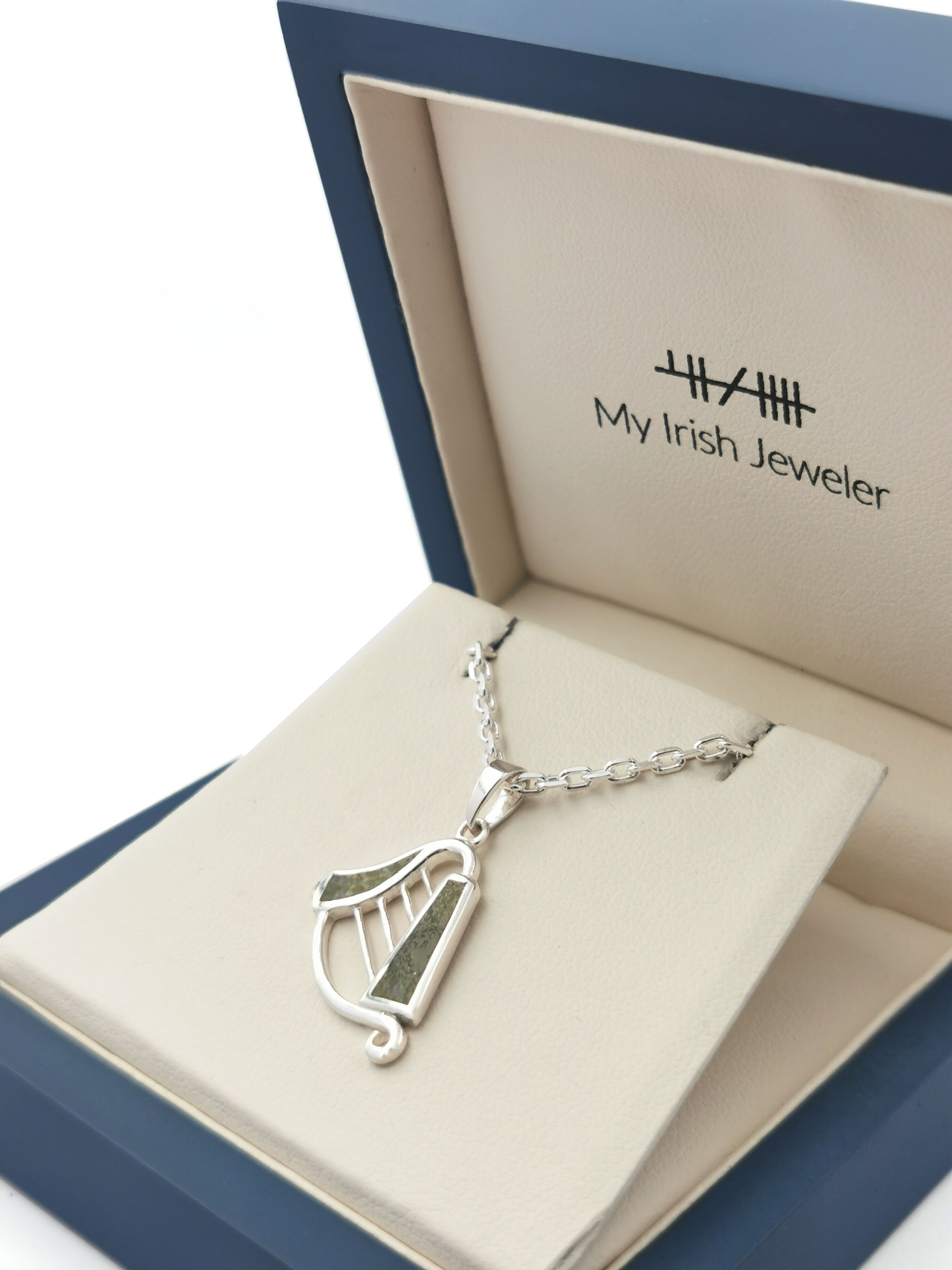 Gorgeous Sterling Silver Irish Harp Necklace For Women. In Luxury Packaging.