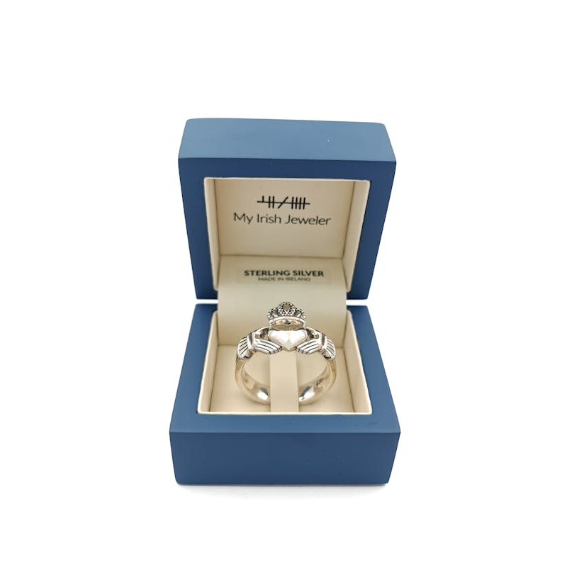 Heavy Sterling Silver Claddagh Ring For Men. In Luxury Packaging.