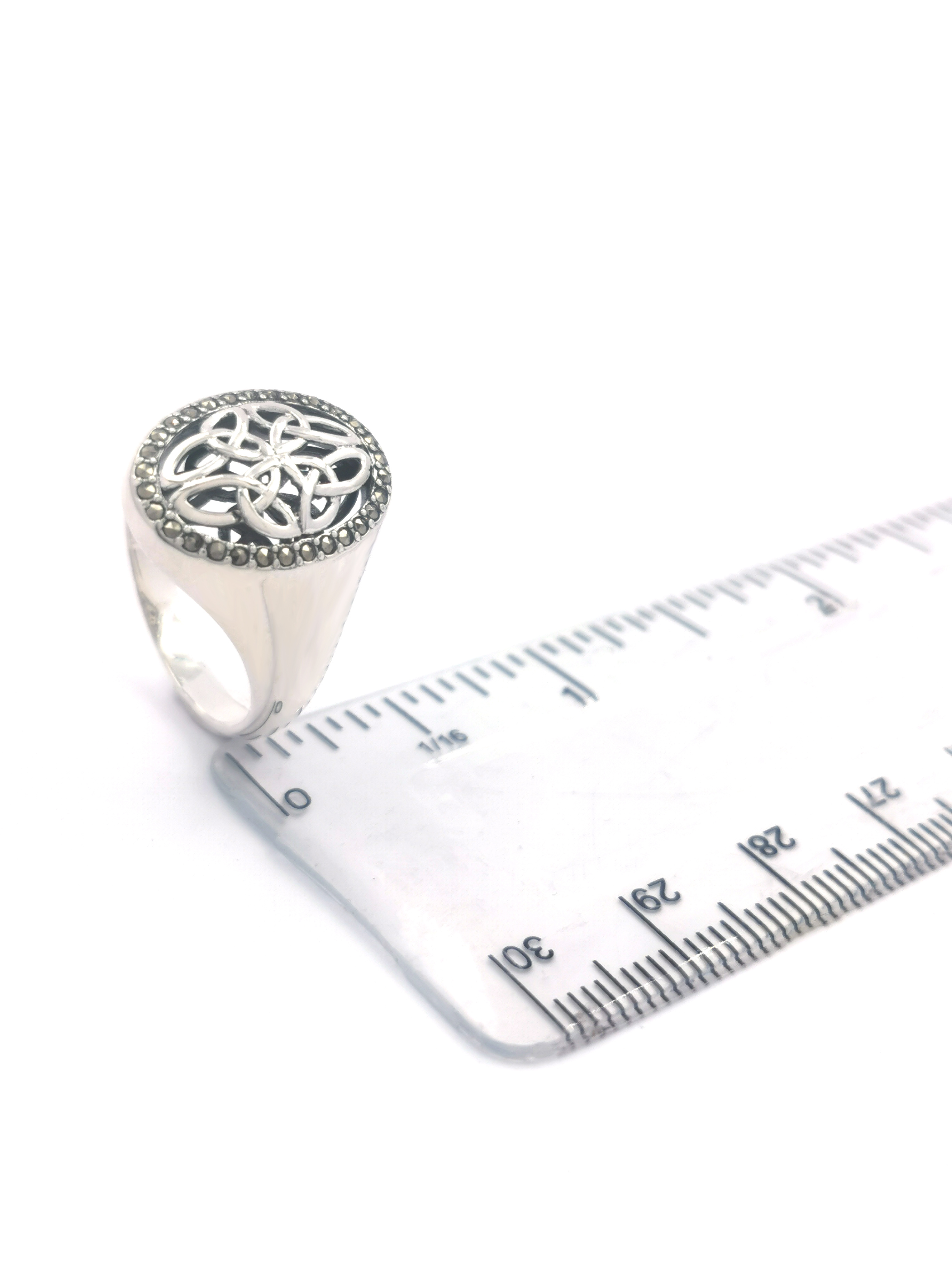 Womens Trinity Knot Ring in Sterling Silver. Picture For Scale.