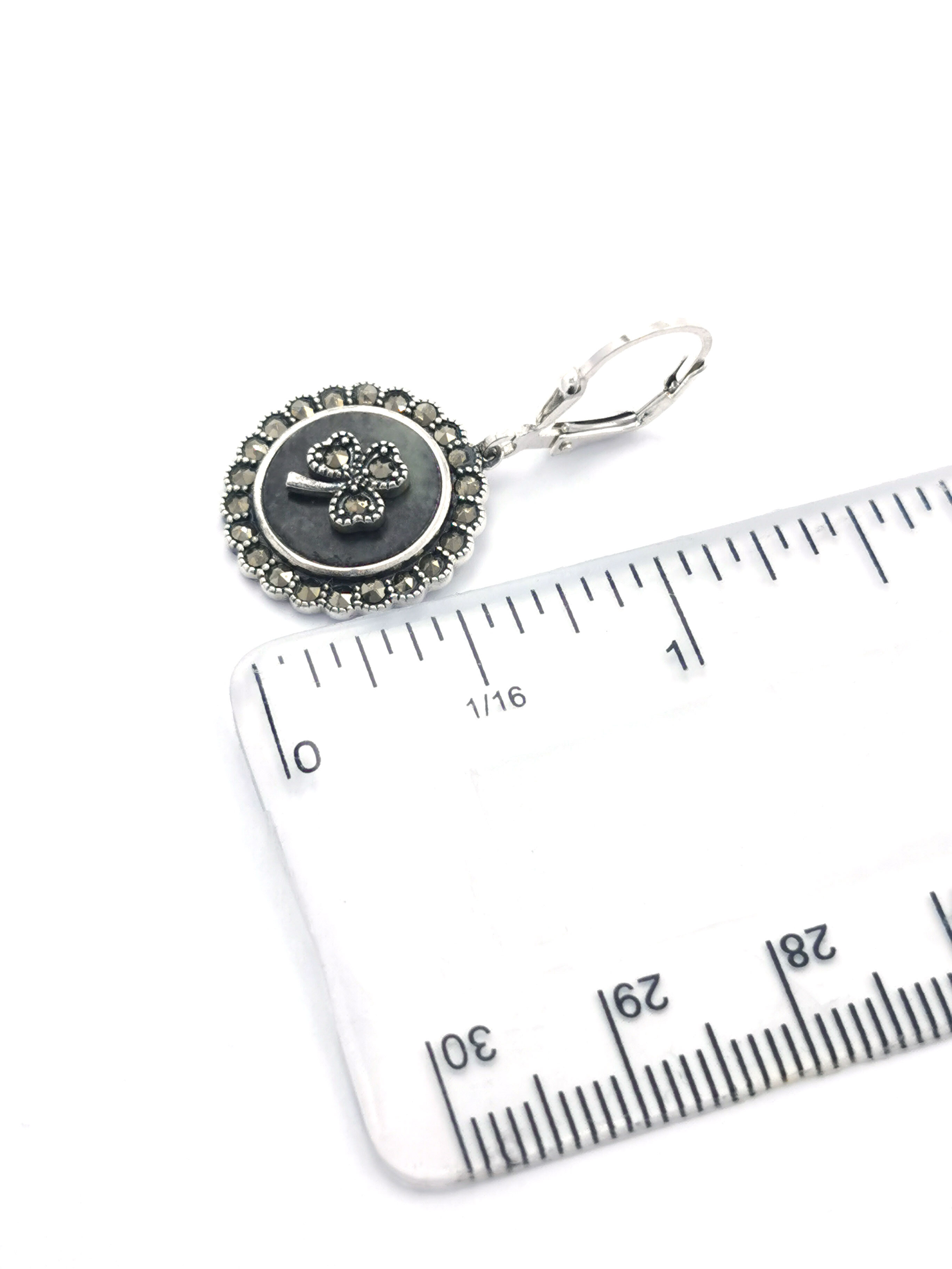 Womens Sterling Silver Shamrock Gift Set. Picture For Scale.