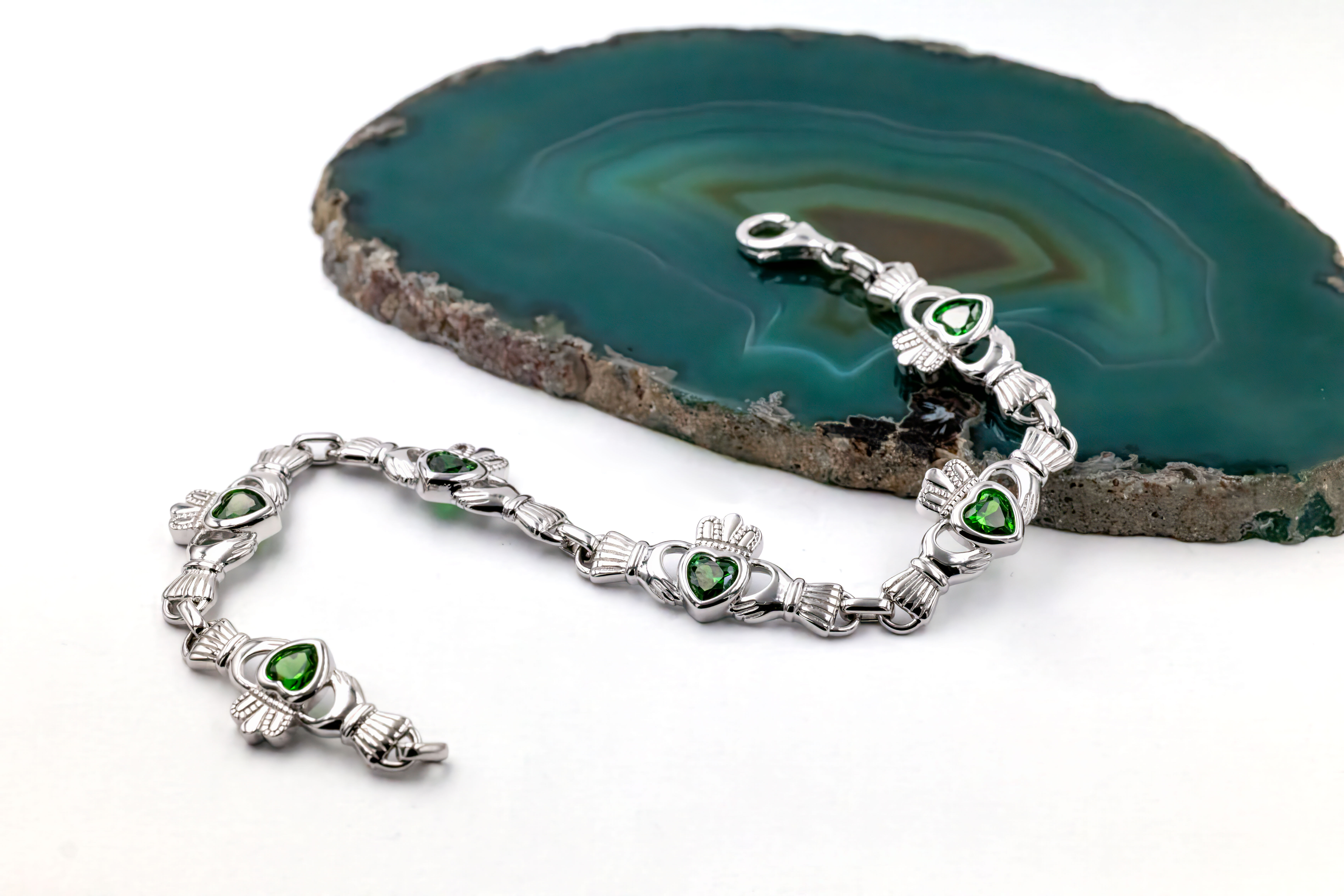 Real Sterling Silver Claddagh Bracelet For Women With a Polished Finish