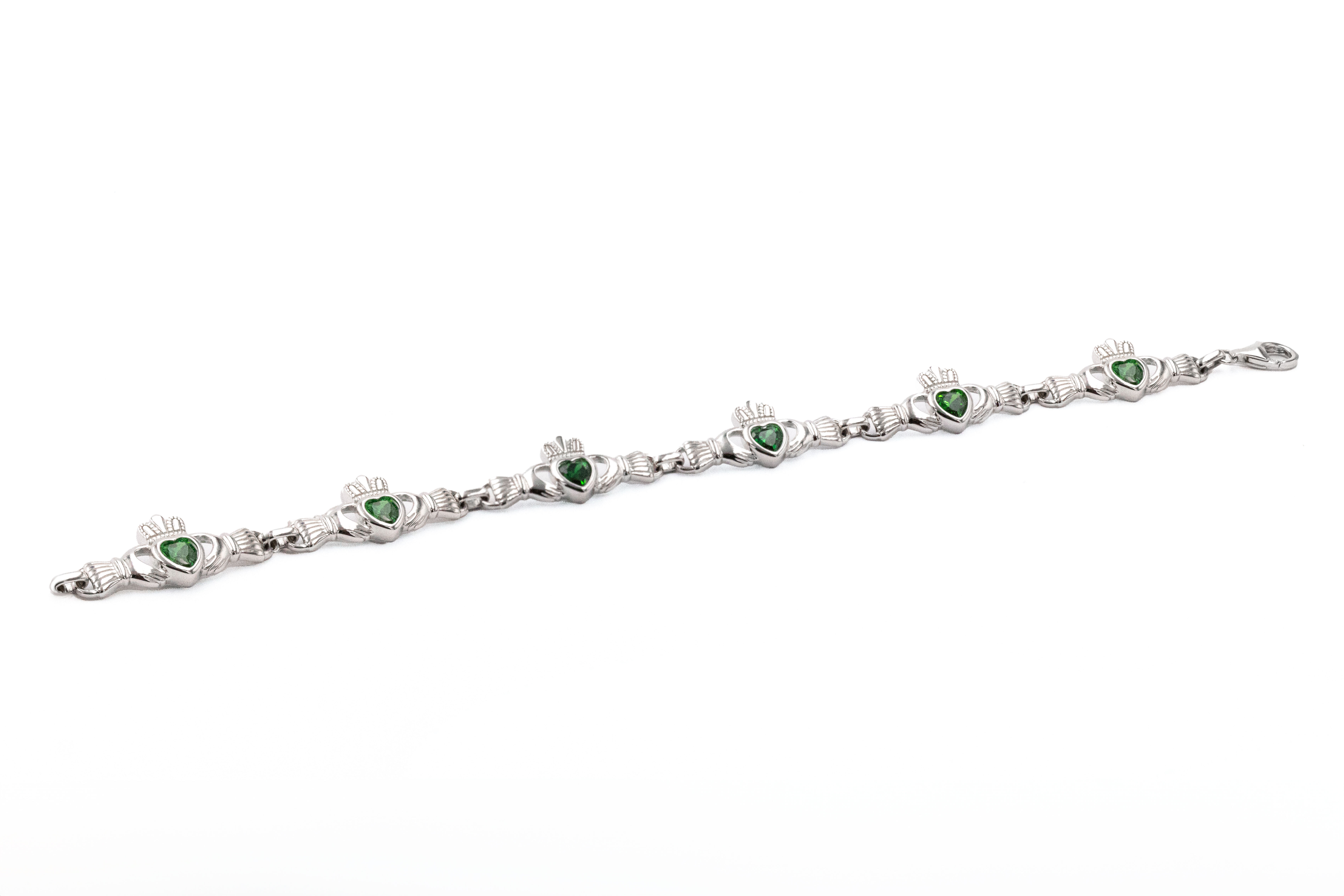 Womens Irish Polished Sterling Silver Claddagh Bracelet