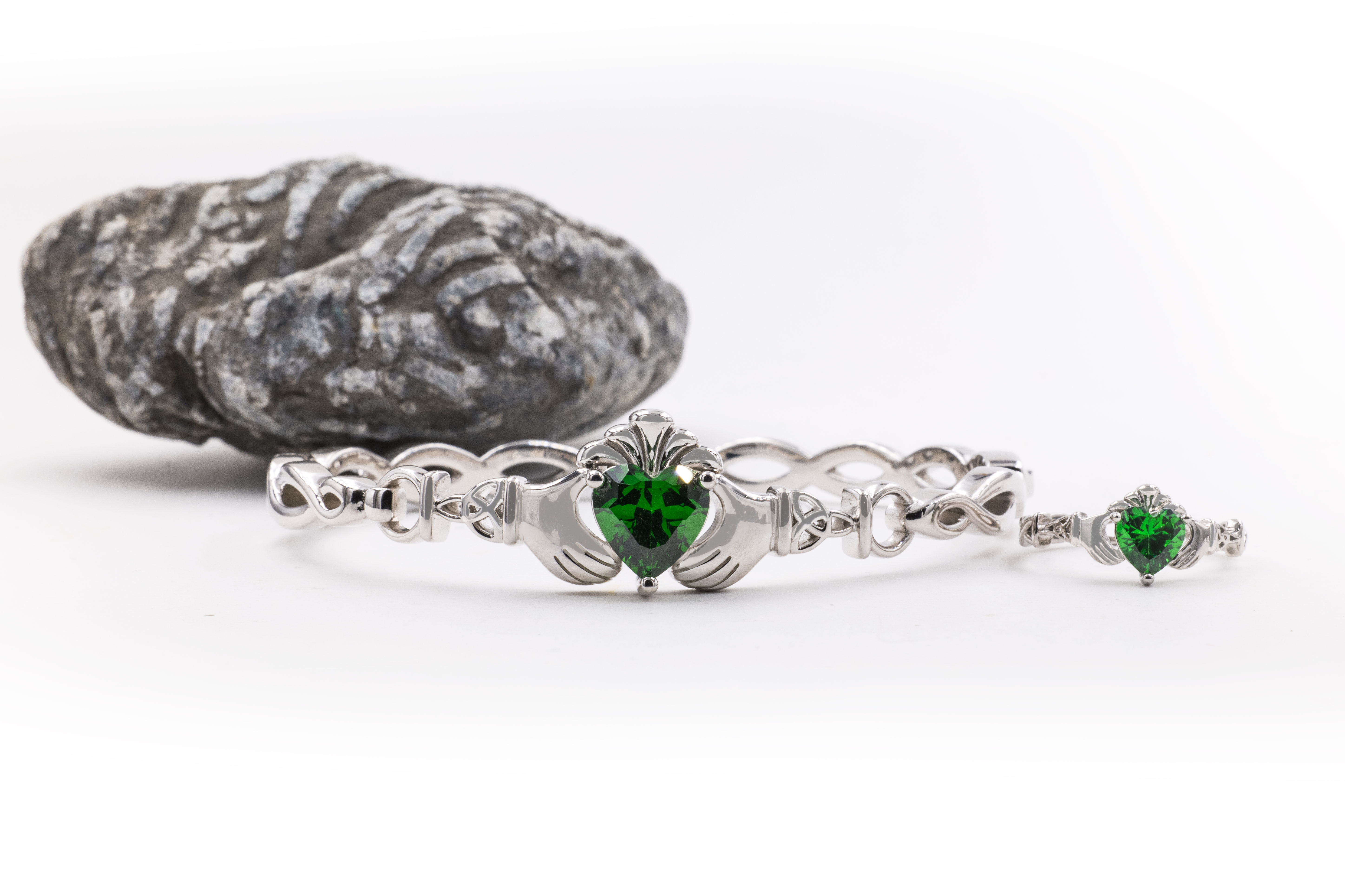 Striking Sterling Silver Claddagh Gift Set For Women With a Polished Finish