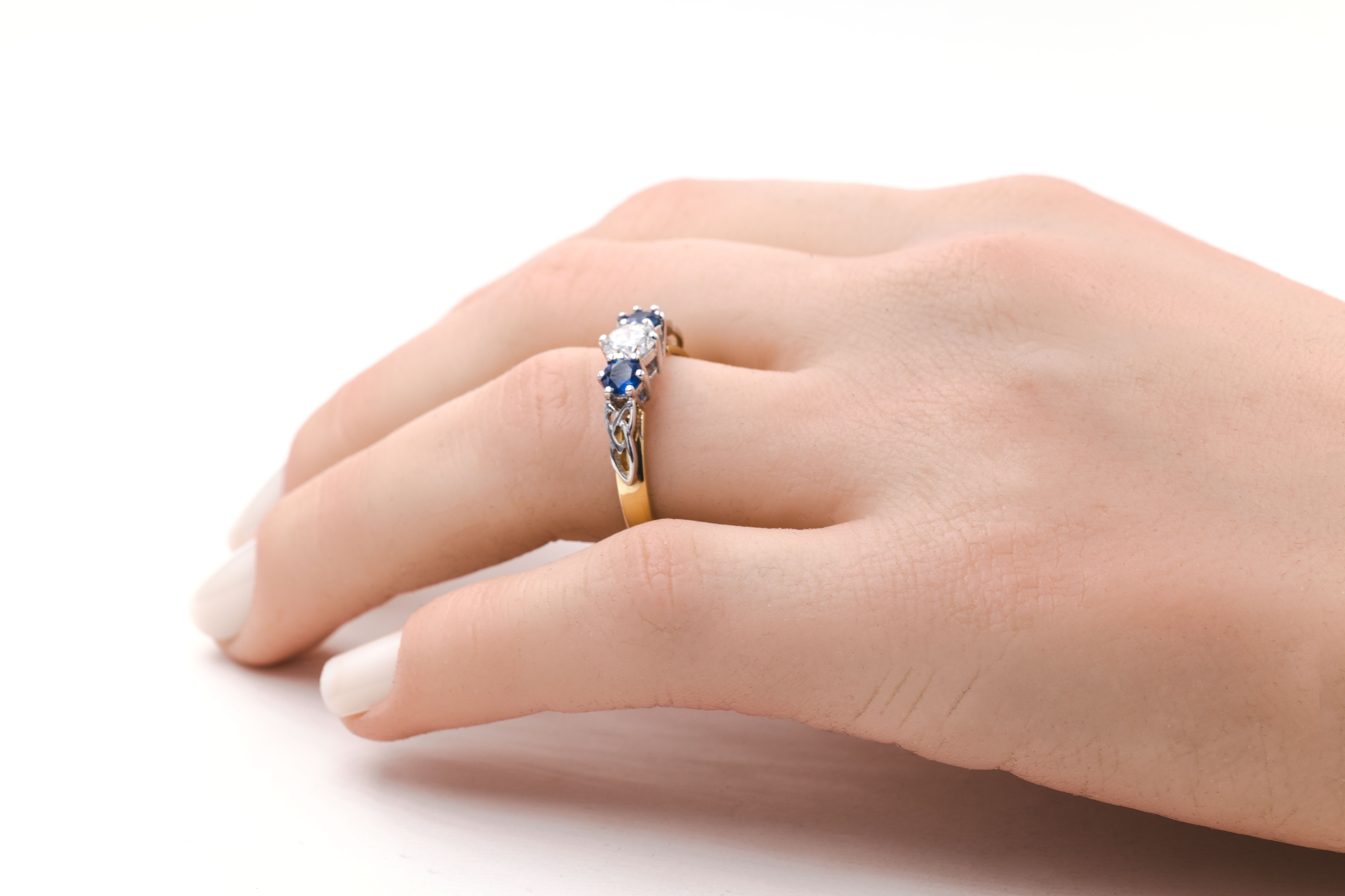 Womens Trinity Knot 0.50ct Lab Grown Diamond Engagement Ring in Yellow Gold & White Gold With a Polished Finish