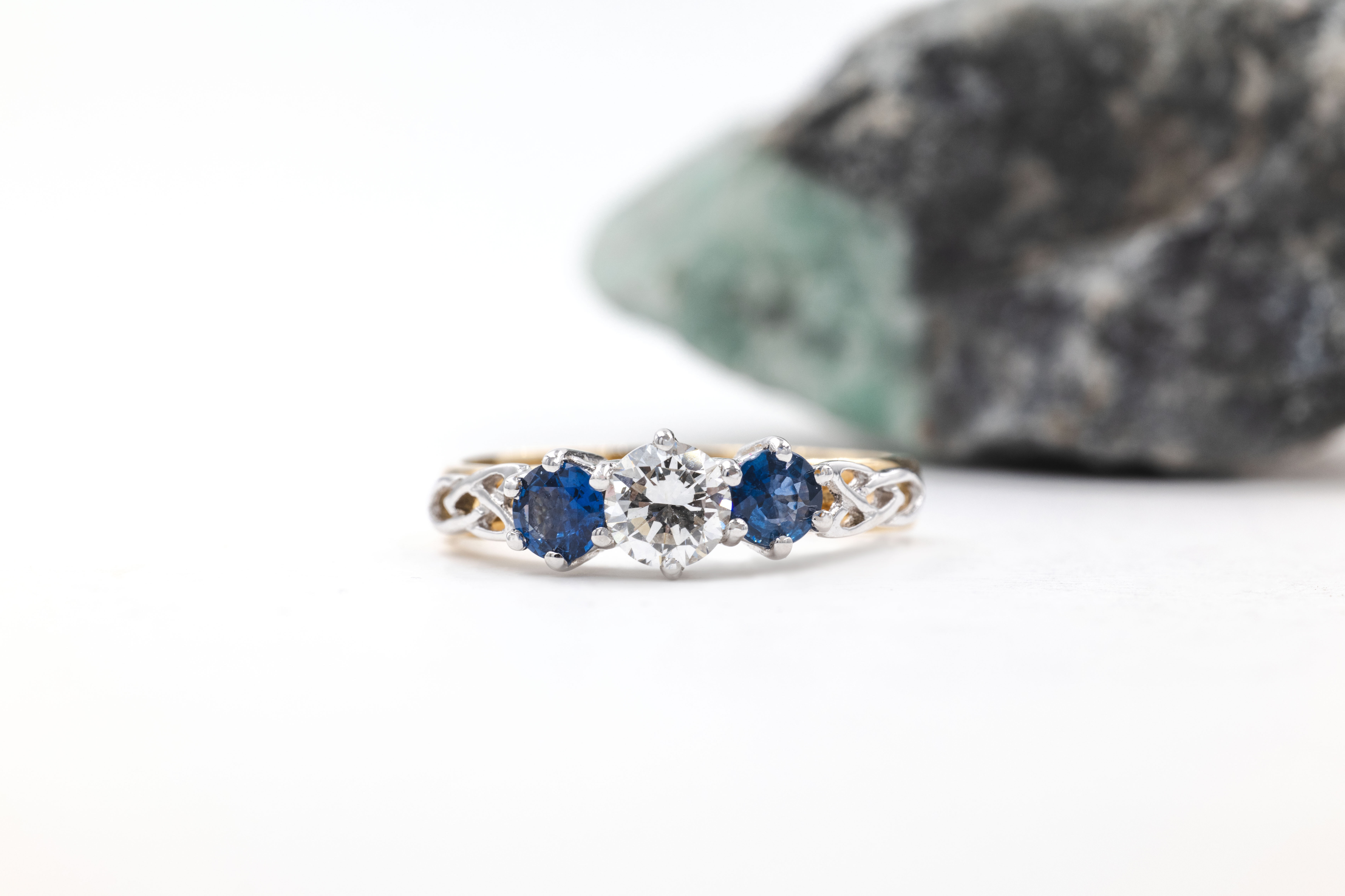 Womens Polished Trinity Knot Ring in Real Yellow Gold & White Gold