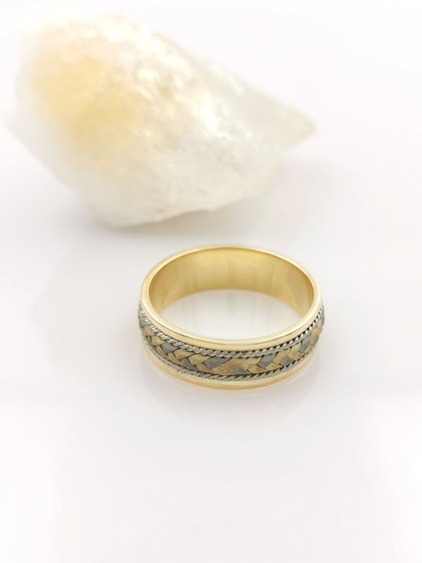 Braided Wide Diamond Anniversary Band, 18K, Yellow Gold, Size 8.5, READY TO  SHIP!