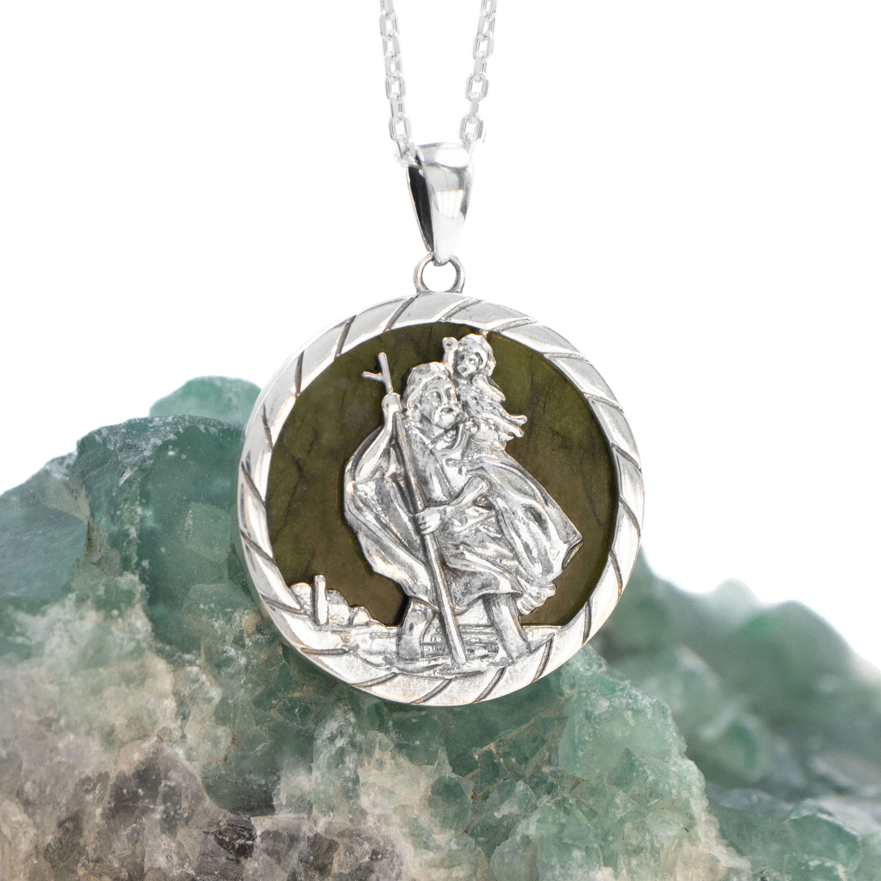 Connemara Marble St Christopher Medal