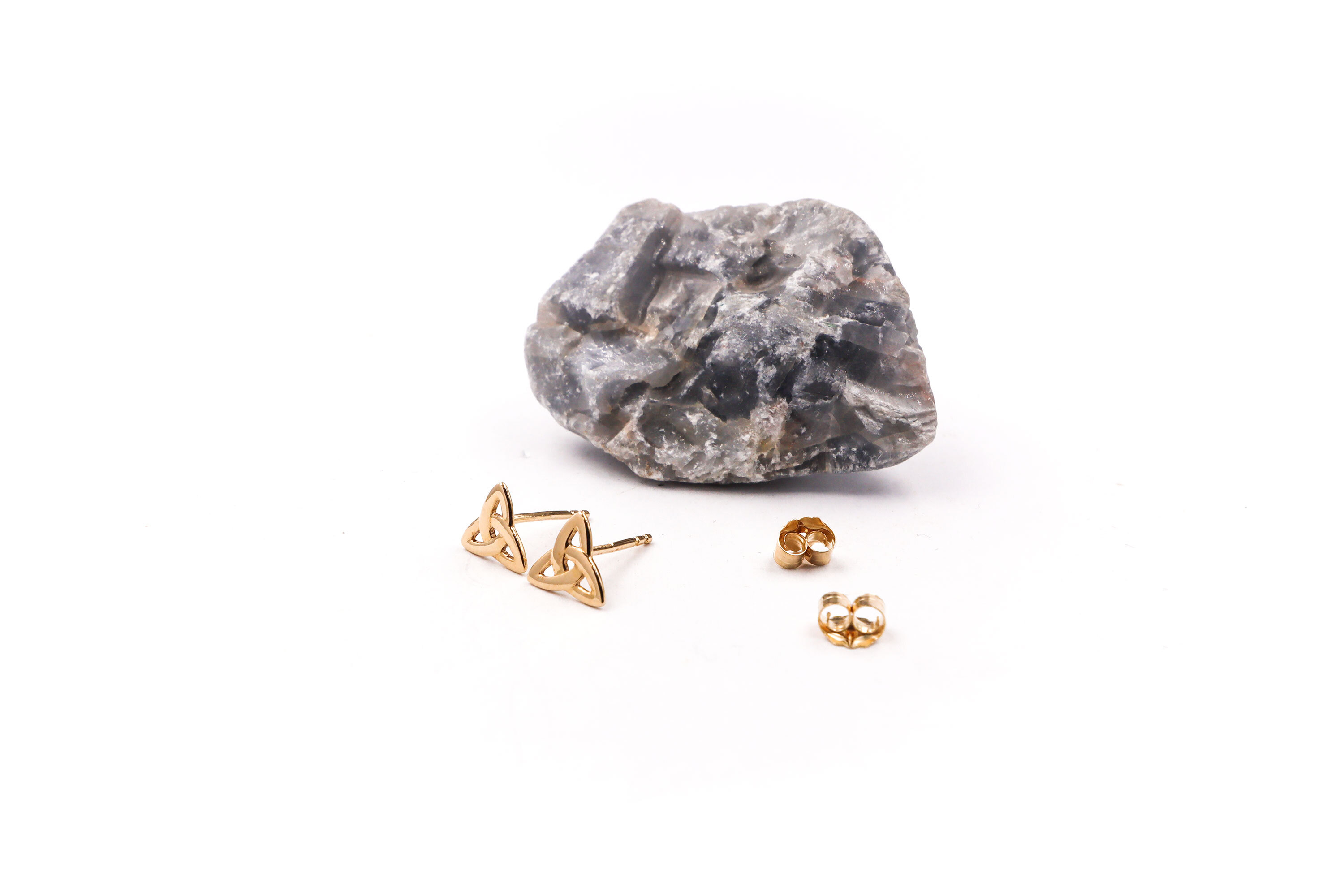 Gorgeous 9K Yellow Gold Trinity Knot Earrings For Women