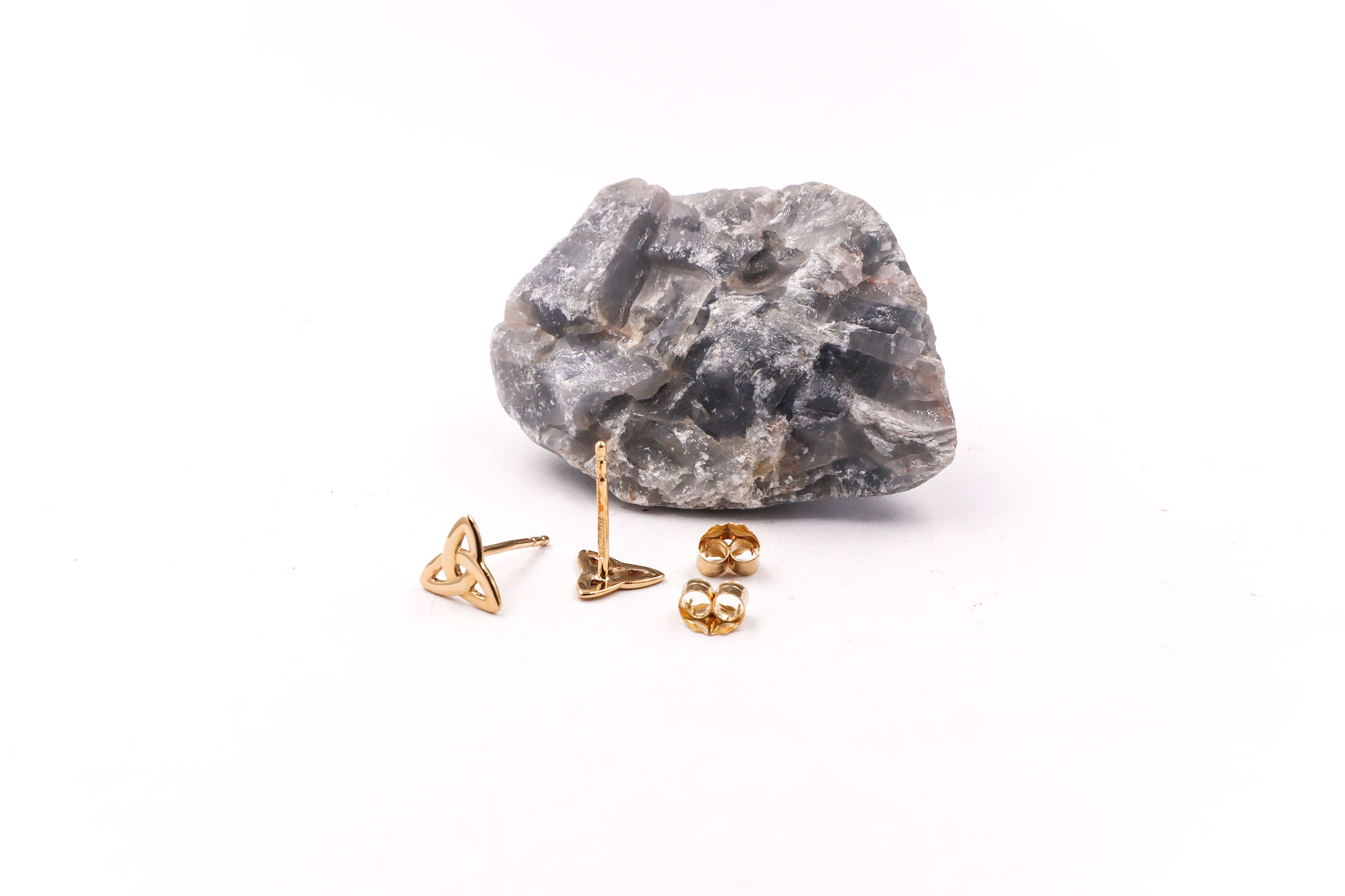 Womens Authentic 9K Yellow Gold Trinity Knot Earrings