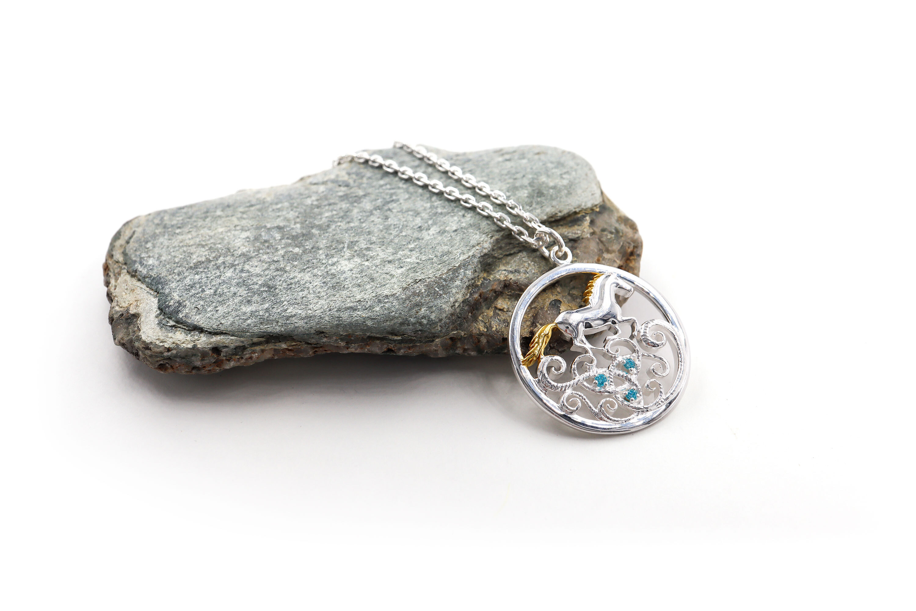 Womens Sterling Silver Folklore & Trinity Knot Necklace