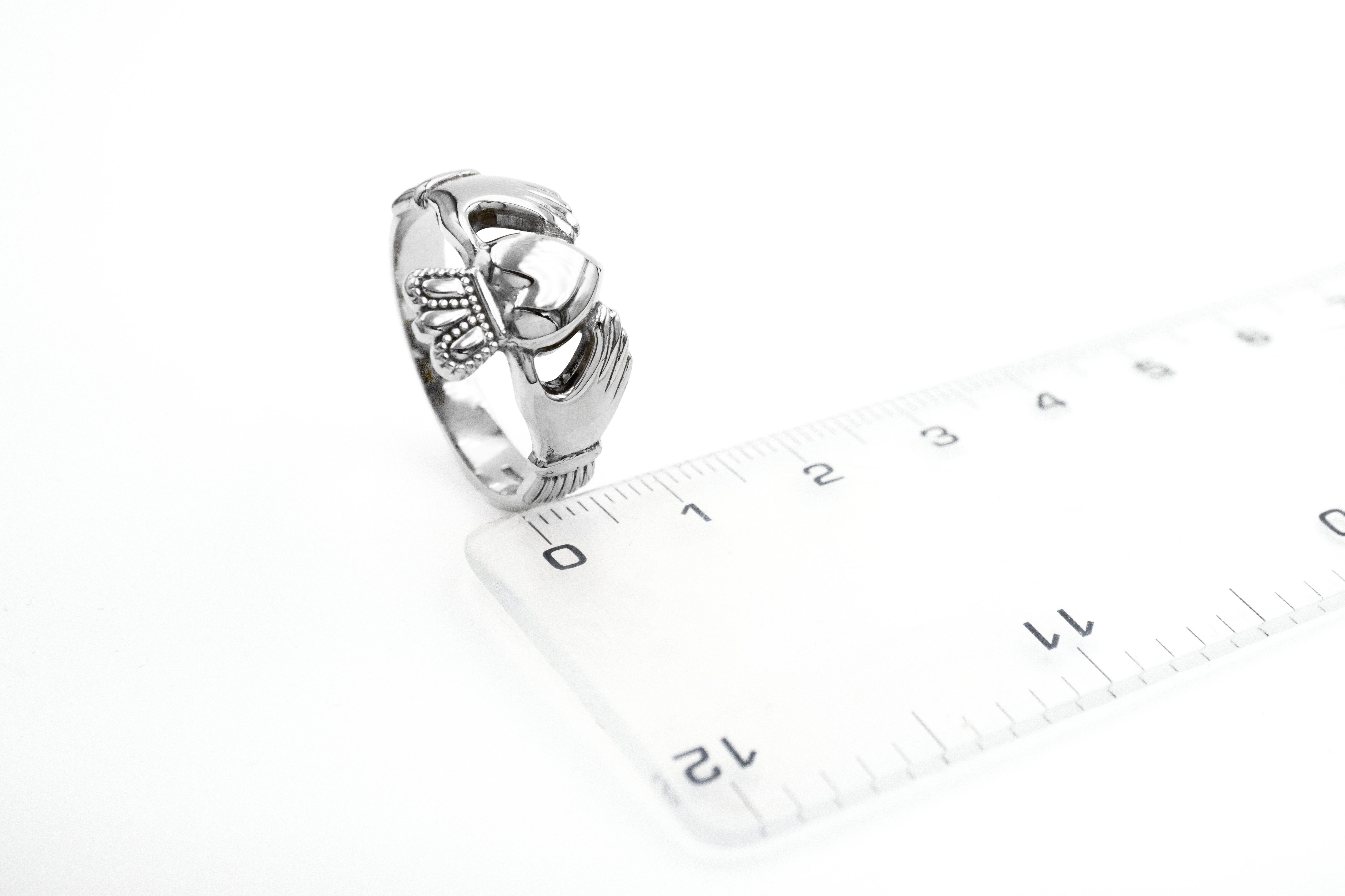 Irish Sterling Silver Claddagh Ring For Men. Picture For Scale.