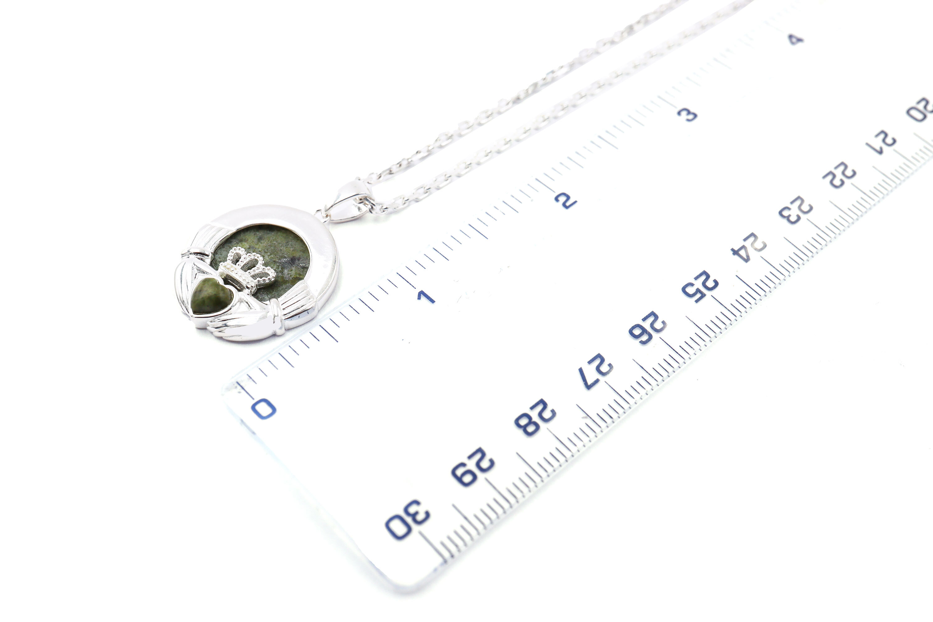 Womens Sterling Silver Connemara Marble & Claddagh Gift Set