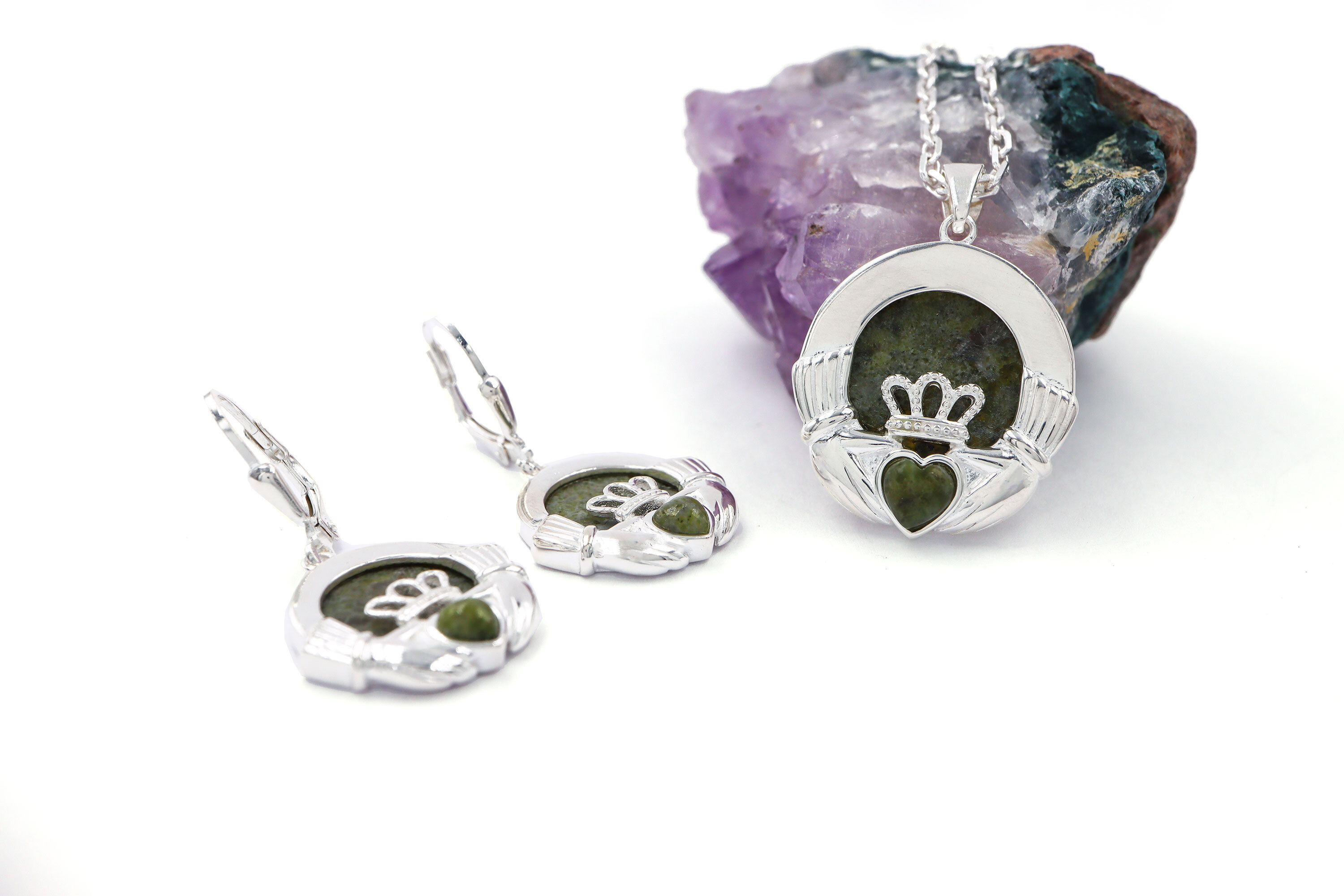 Womens Connemara Marble Necklace in Real Sterling Silver