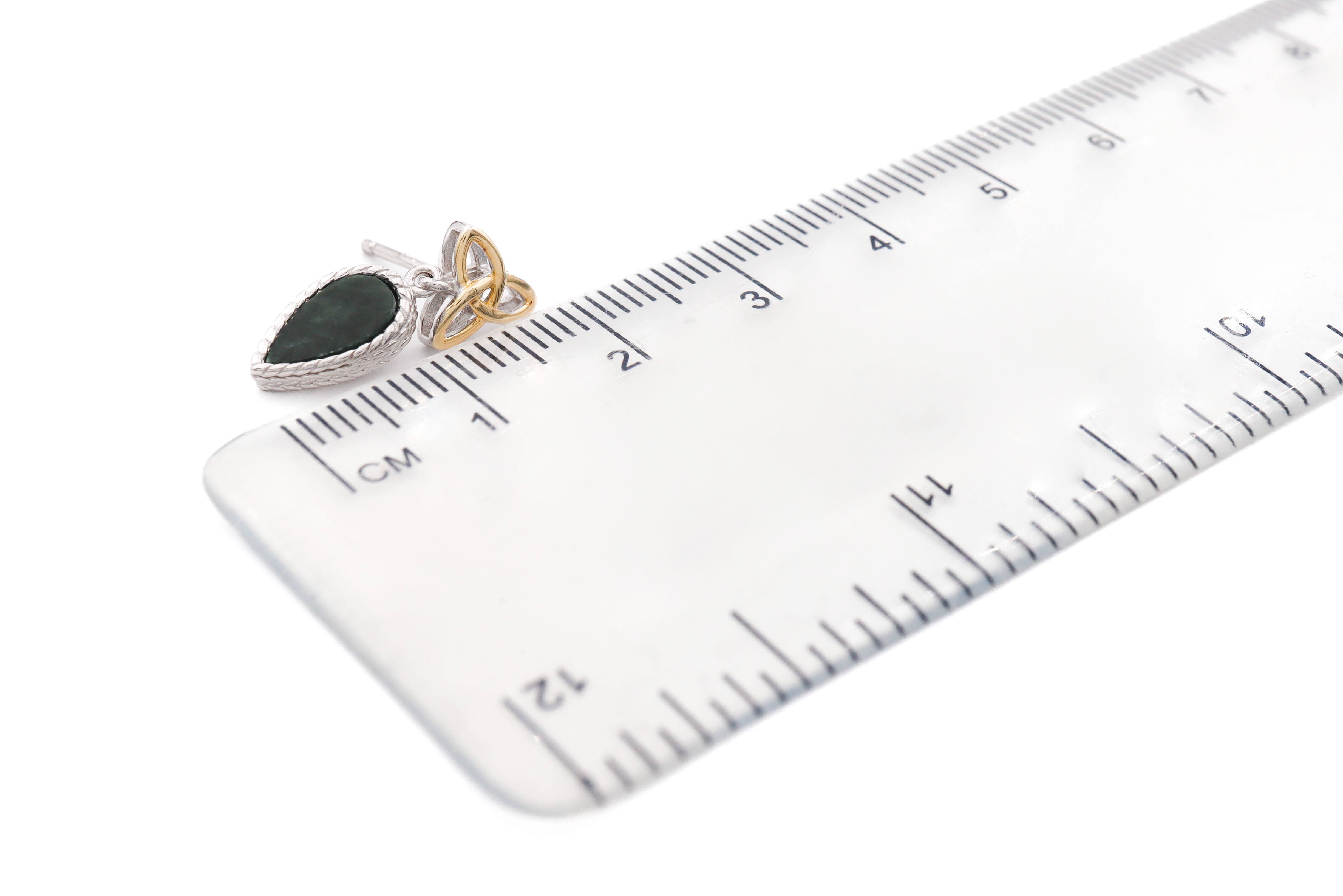 Attractive Sterling Silver Connemara Marble Earrings For Women With a Polished Finish. Picture For Scale.