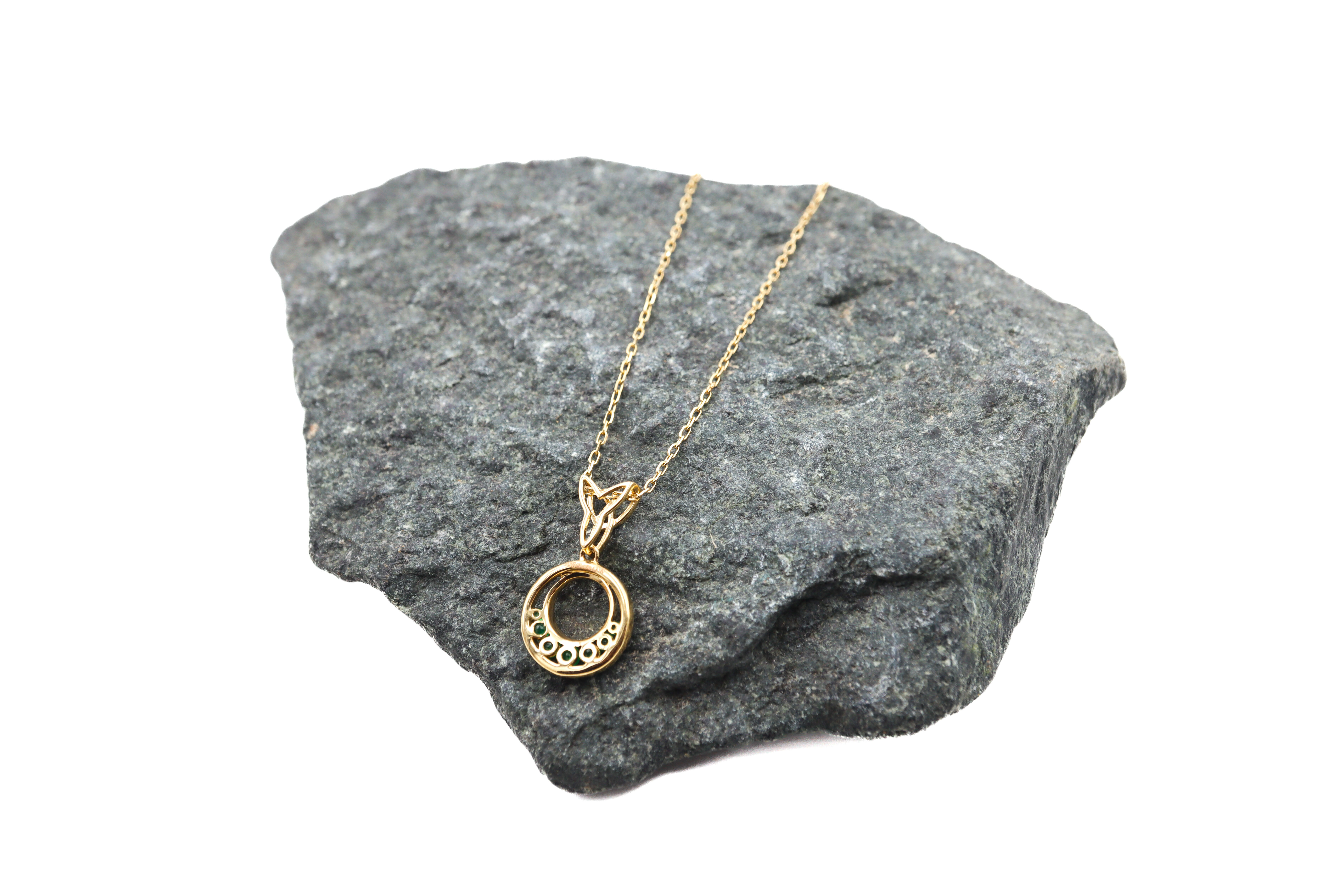 Genuine Yellow Gold Trinity Knot Necklace For Women. Picture Of The Back.