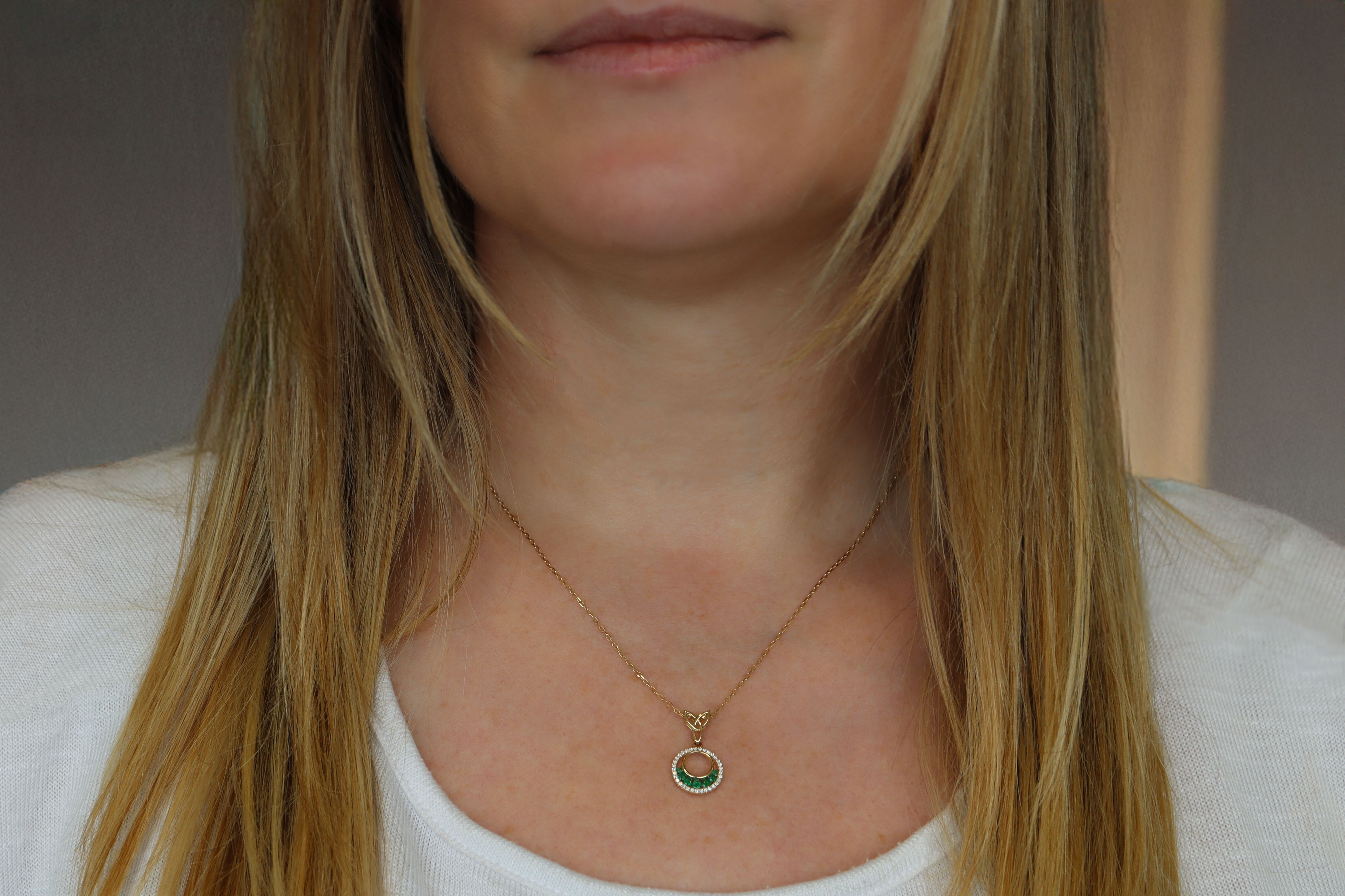 Genuine Yellow Gold Trinity Knot Necklace For Women - Model Photo