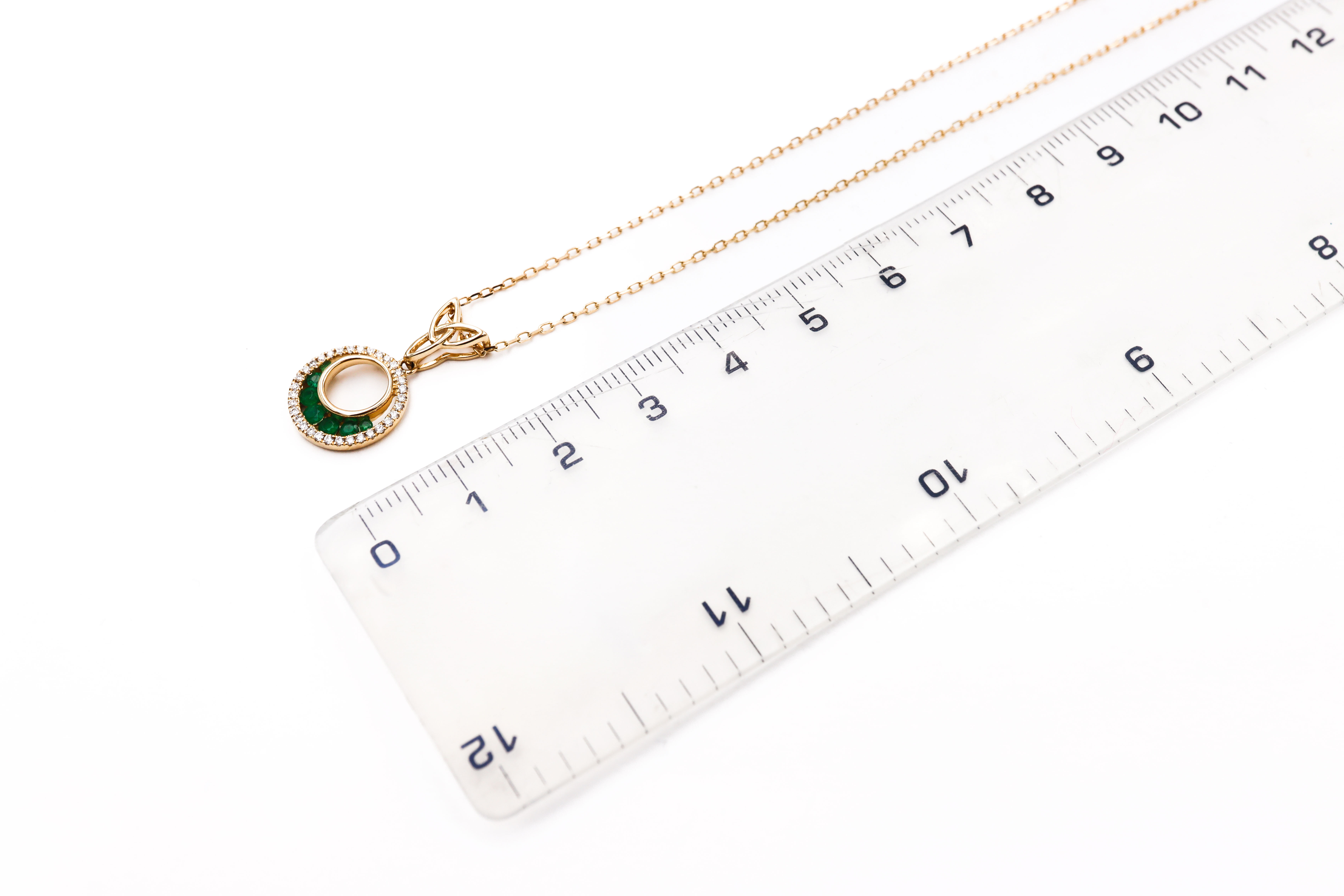 Genuine Yellow Gold Trinity Knot Necklace For Women. Picture For Scale.