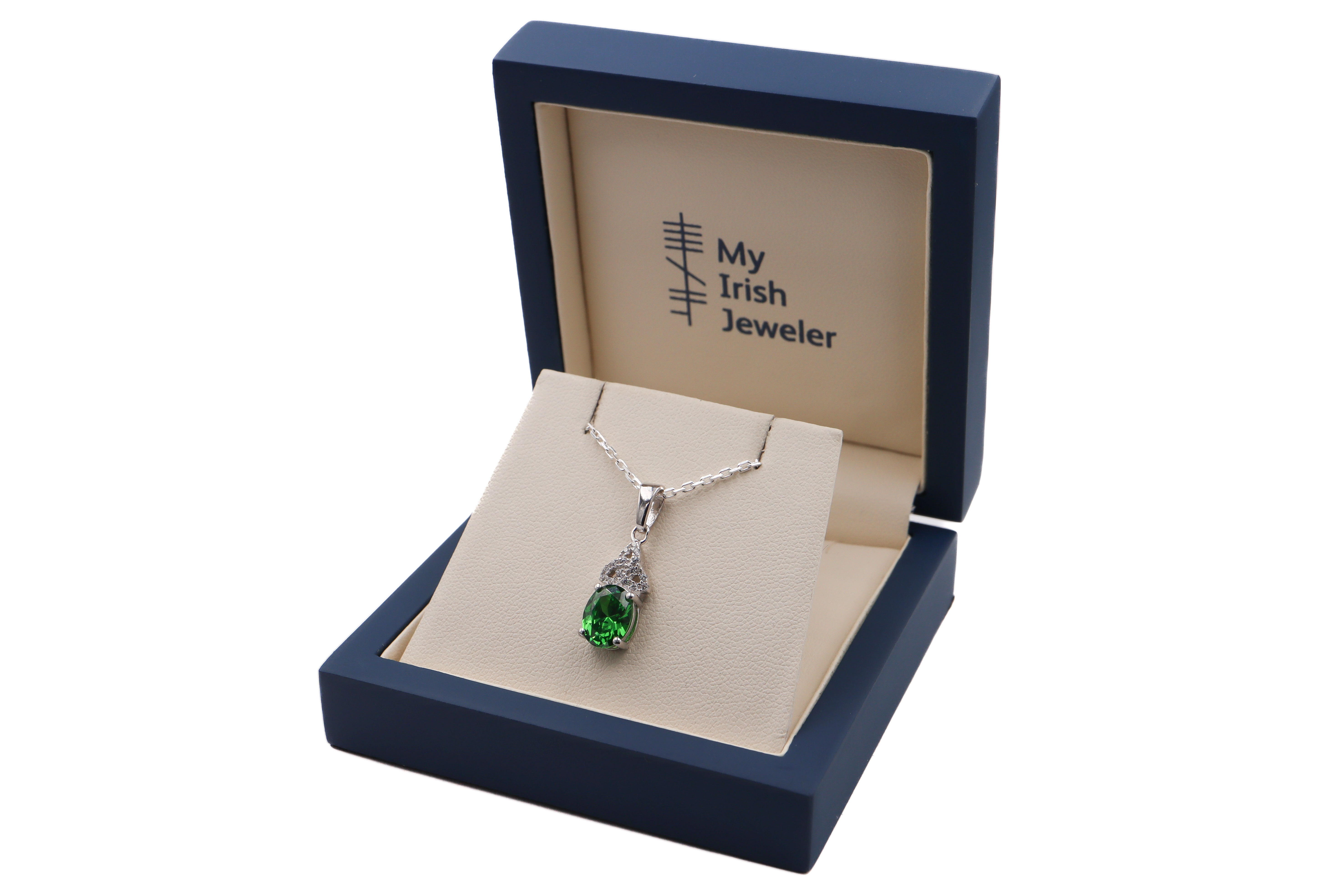 Genuine Sterling Silver May Birthstone Necklace For Women. In Luxury Packaging.