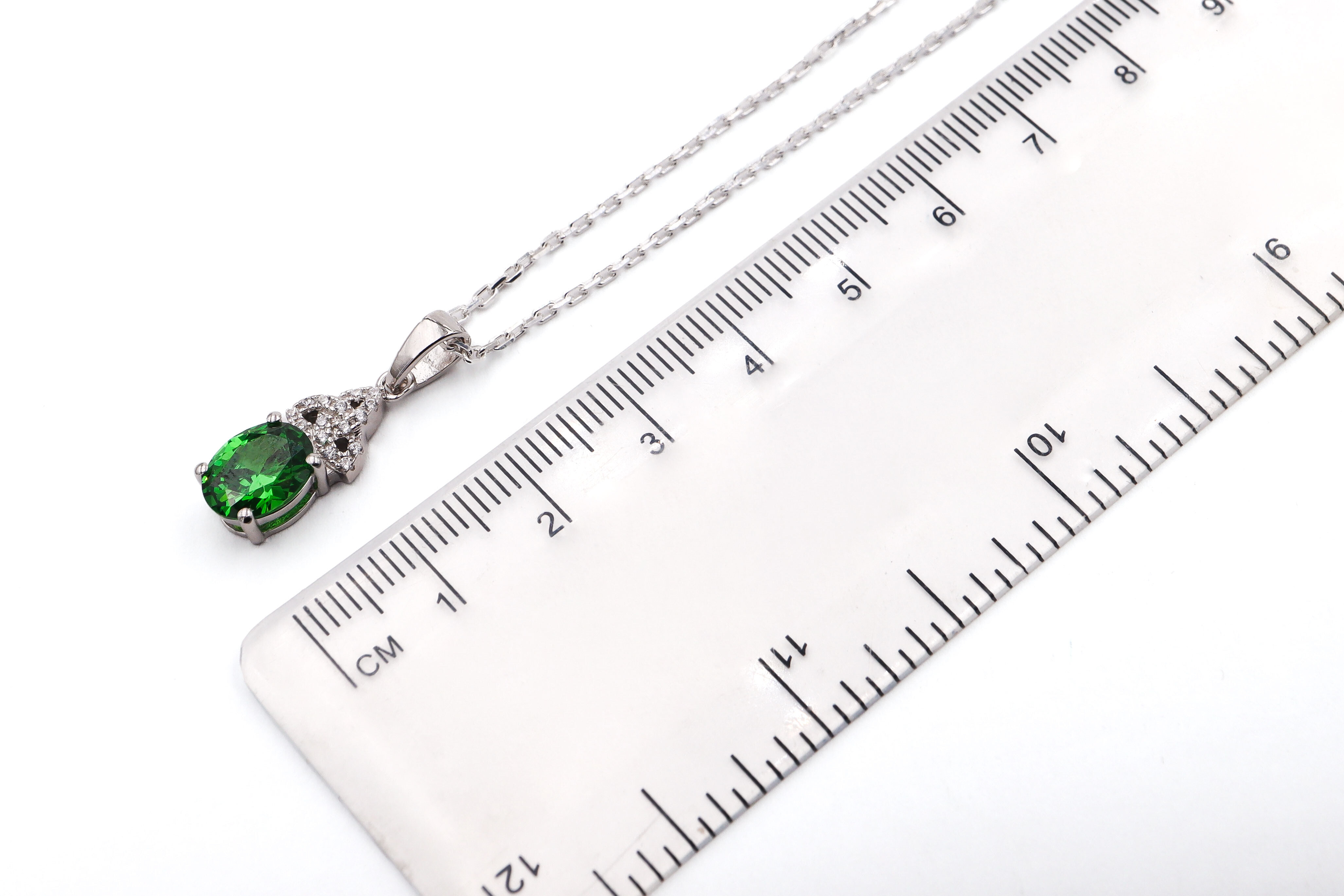 Irish Sterling Silver May Birthstone Necklace For Women. Picture For Scale.