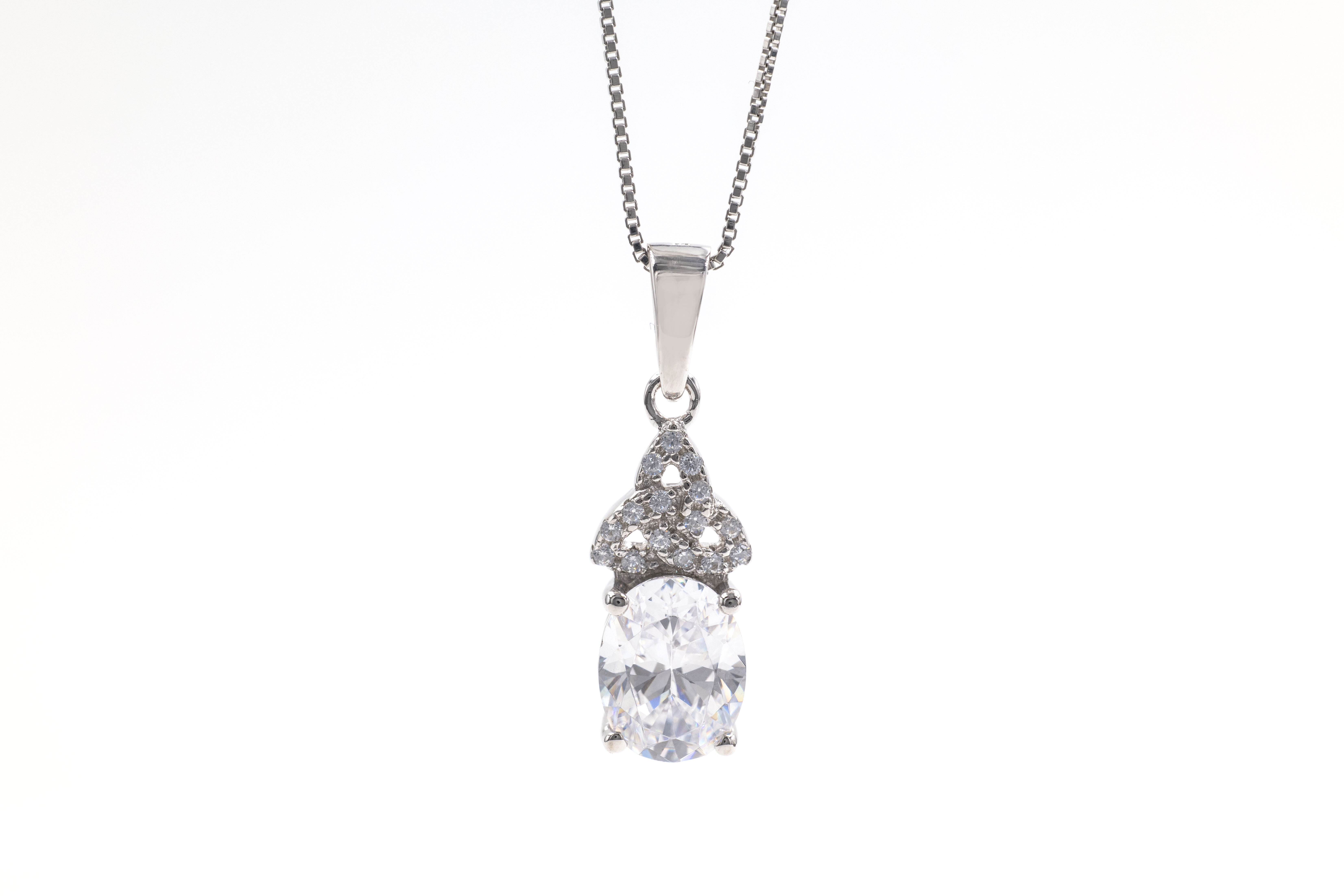 Womens April Birthstone Necklace in Sterling Silver