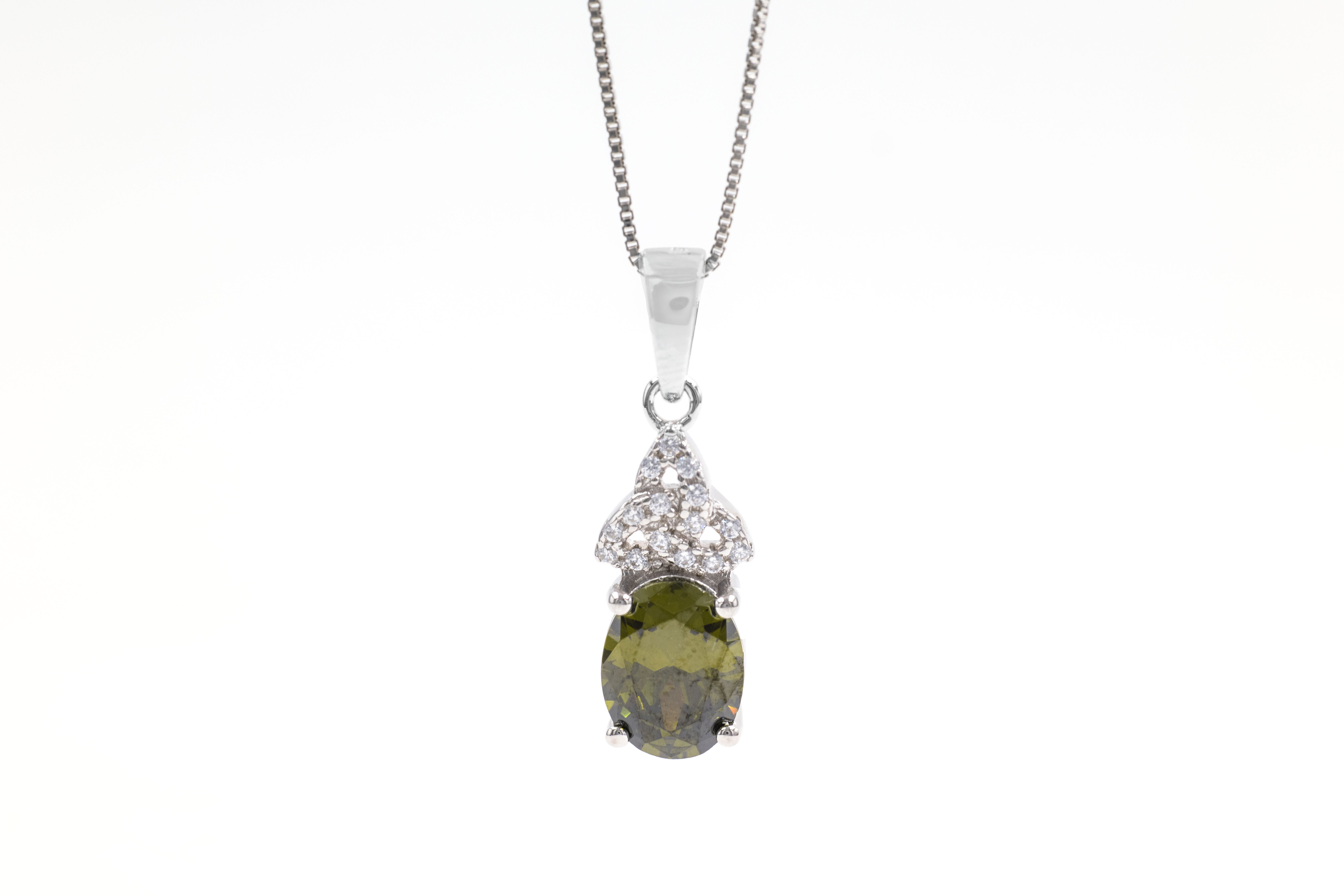Womens August Birthstone Necklace in Sterling Silver