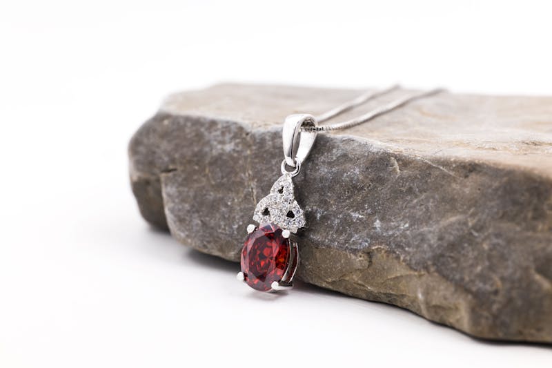 Womens Sterling Silver January Birthstone Necklace