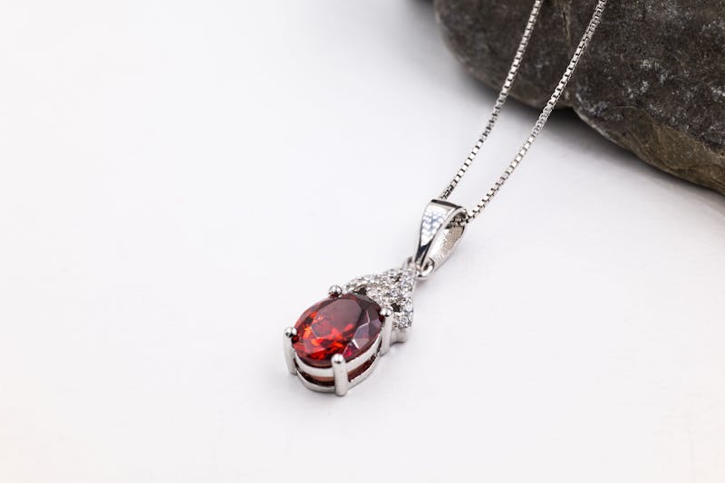 Womens Attractive Sterling Silver January Birthstone Necklace